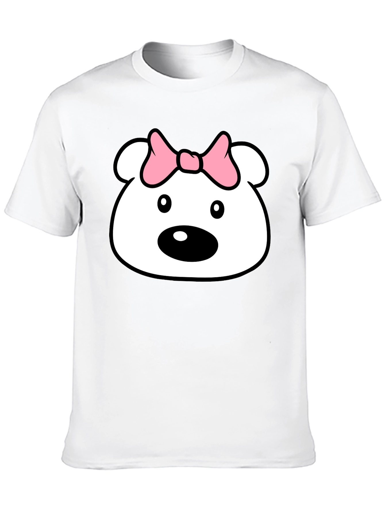 Black Cute Cartoon Bear T-Shirt - Black Cotton Tee view 10