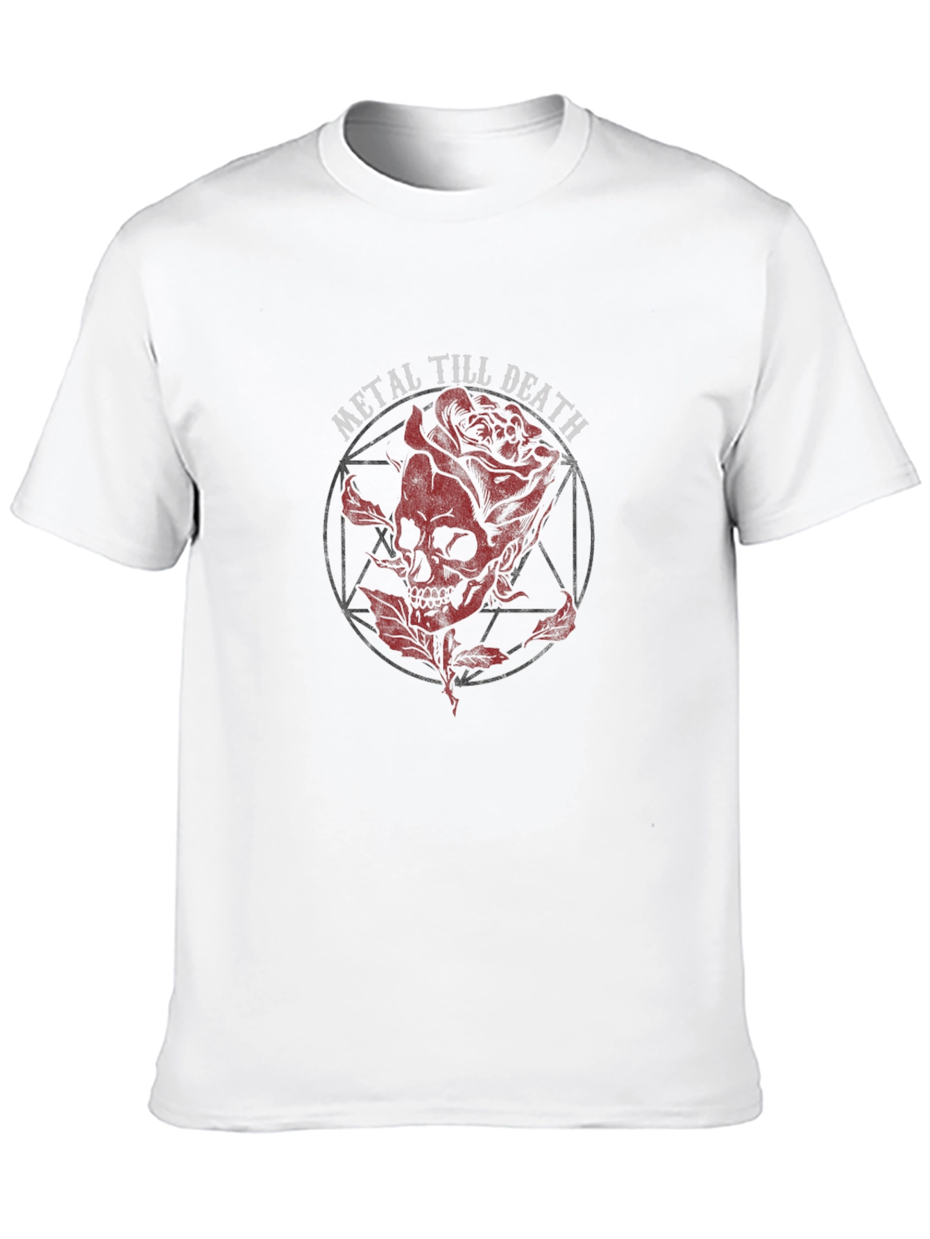 Black Metal Till Death Skull & Rose Graphic T-Shirt view 10