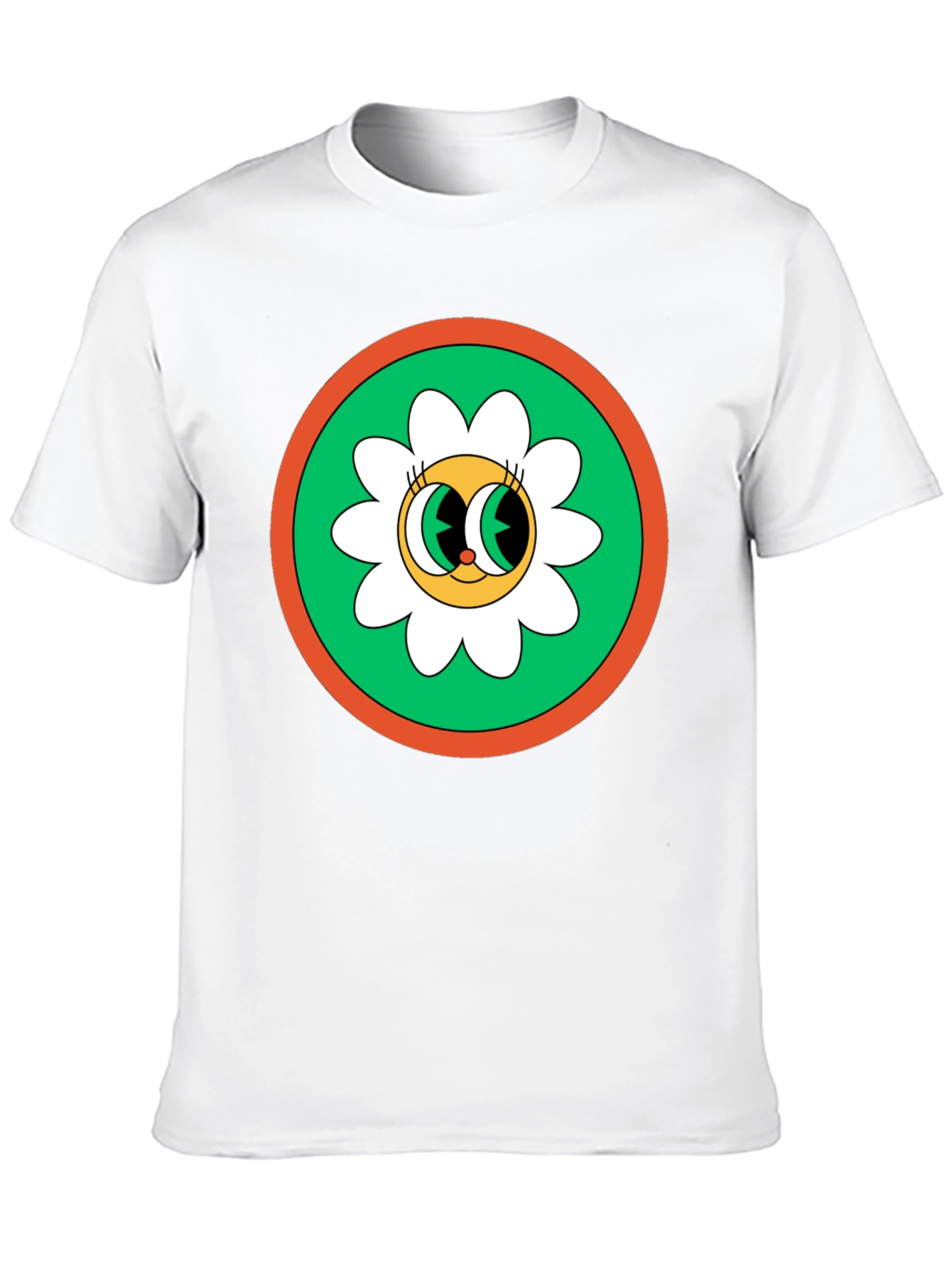 Black Retro Flower Power Graphic Tee - Black Cotton Blend view 10