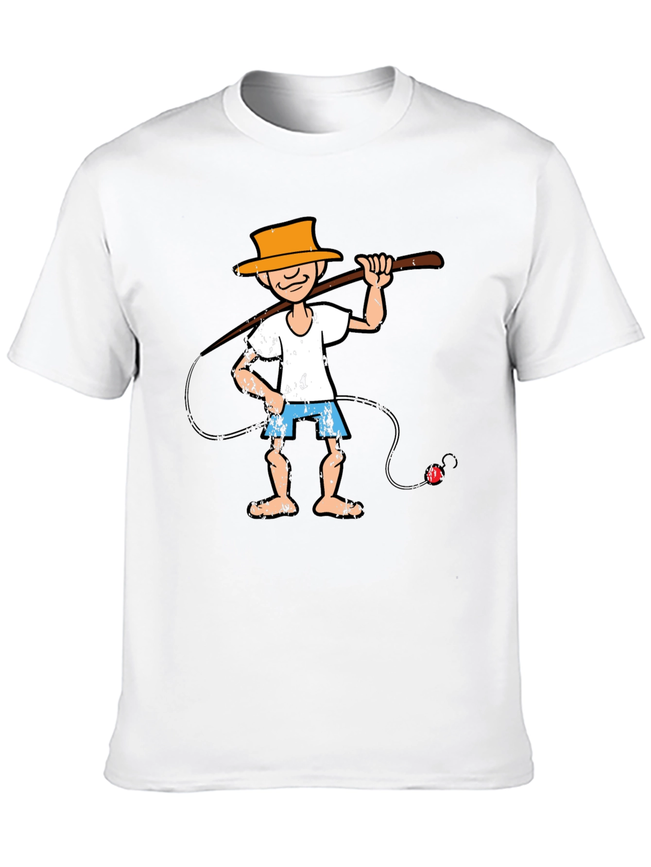 Black Cartoon Fisherman Graphic Tee - Unique Humor T-Shirt view 10