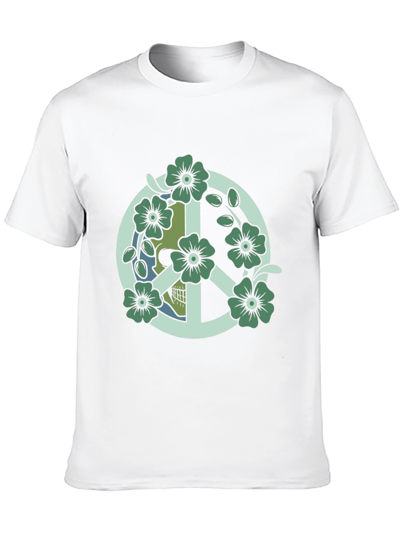 Black Peace Skull Flower Graphic Tee - Black view 10