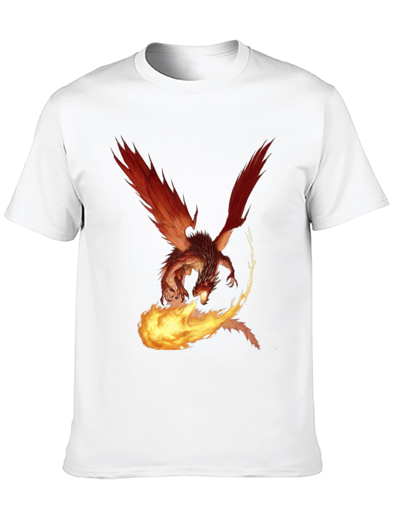 Black Fiery Dragon Graphic Tee - Black Cotton T-Shirt view 10