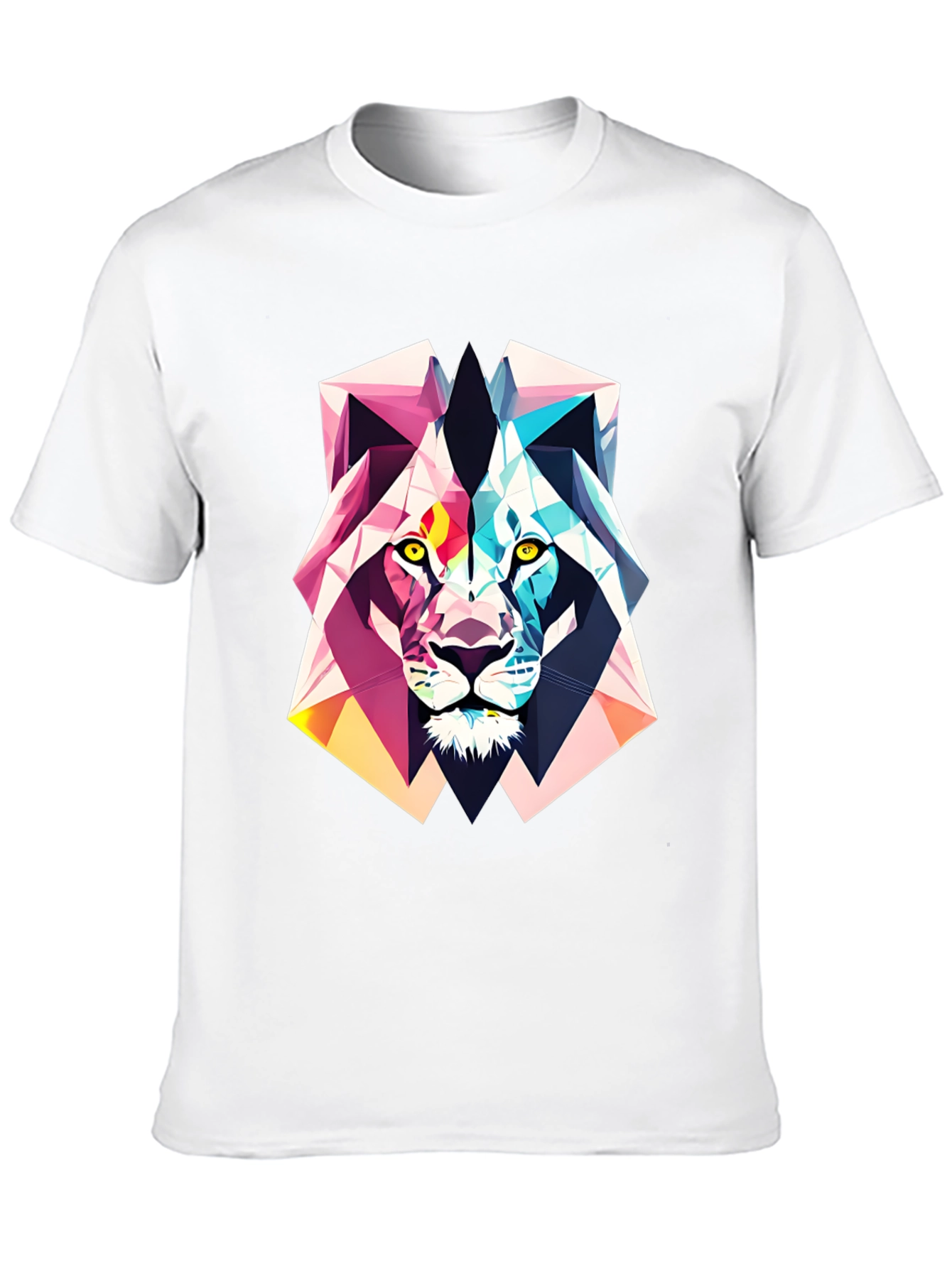 Black Geometric Lion Graphic Tee - Abstract Art Shirt view 10