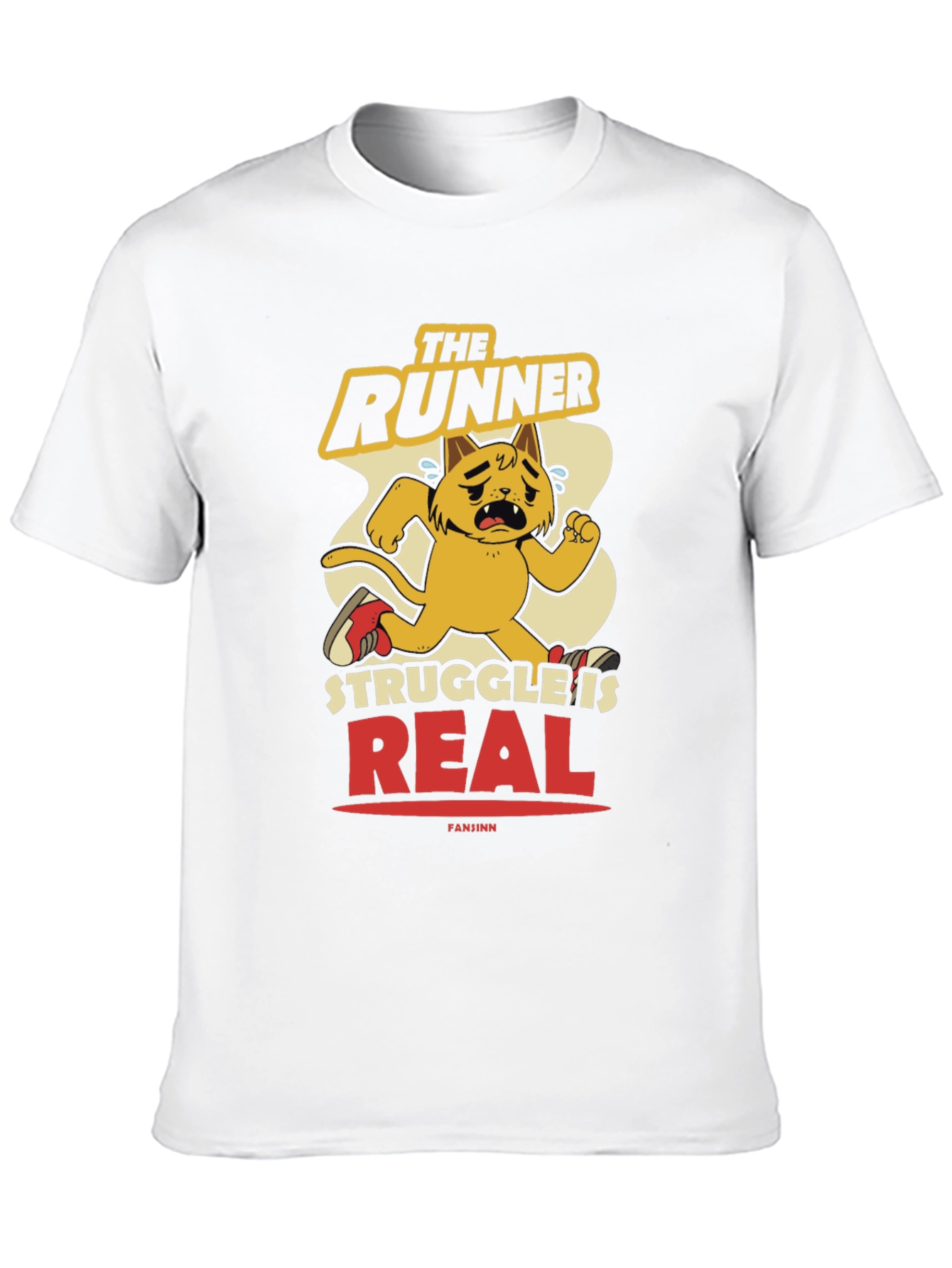 Black Funny Runner Cat Graphic Tee - Men's Black T-Shirt view 10