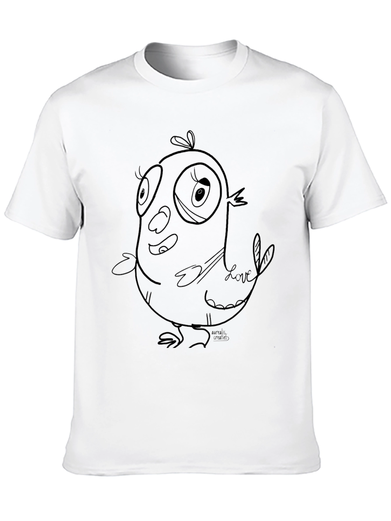 Black Cartoon Bird Graphic Black T-Shirt view 10