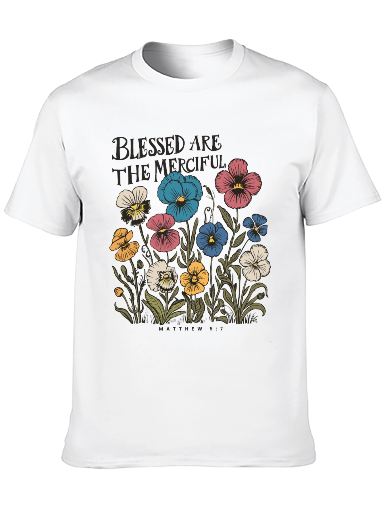 Black Blessed Are The Merciful Floral Tee view 10