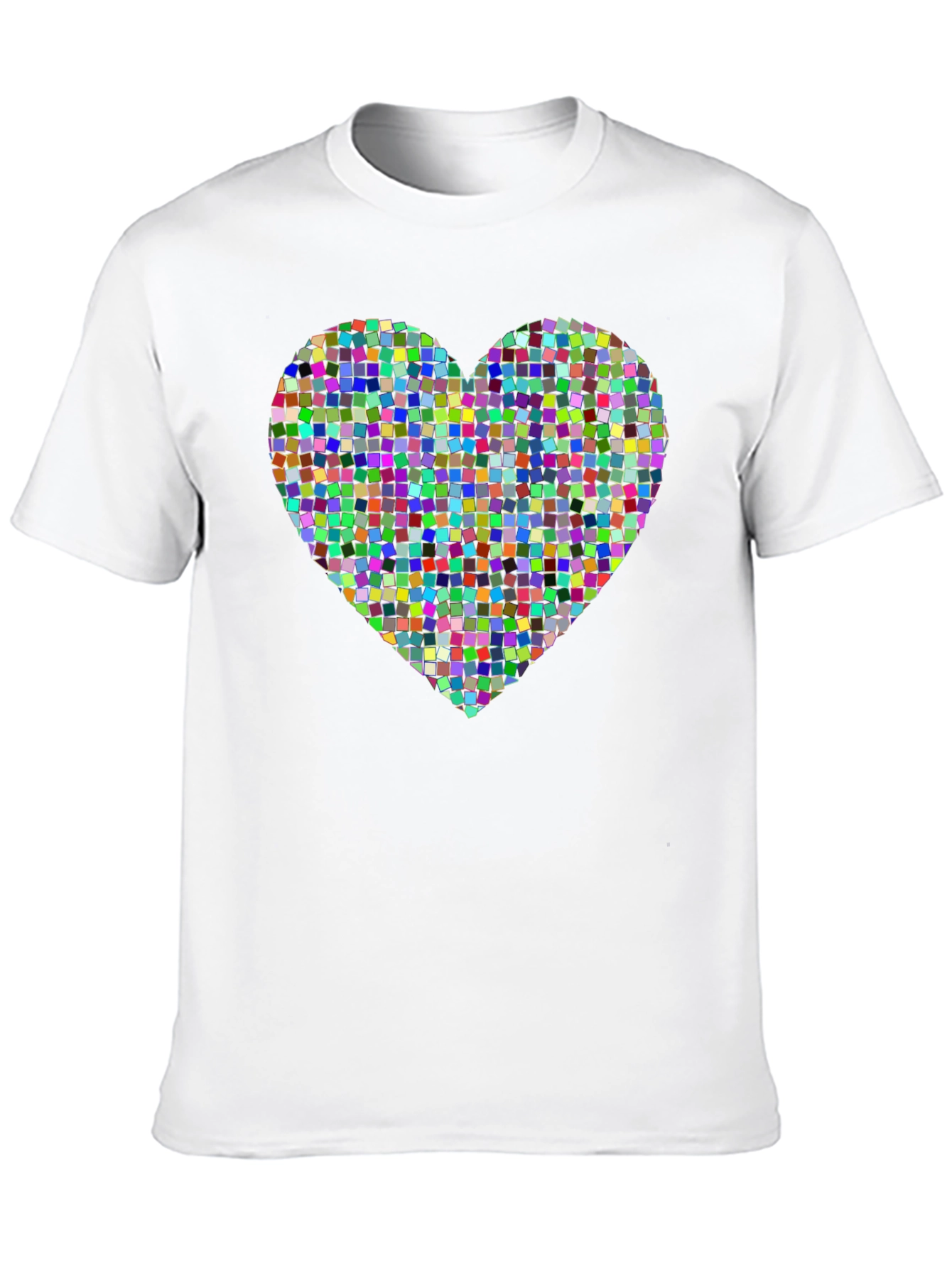 Black Colorful Heart Pixelated T-Shirt view 10