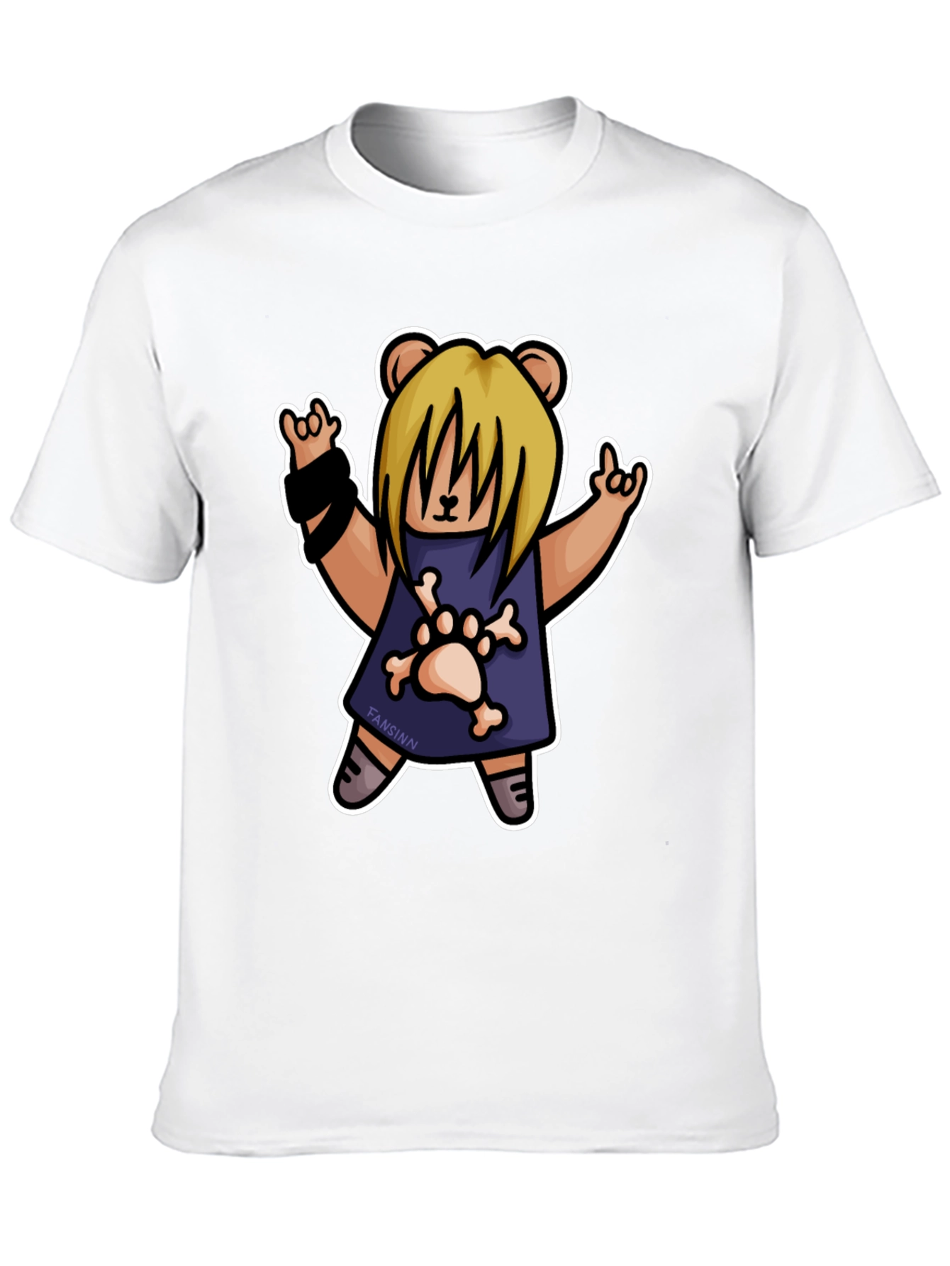 Black Rock Bear T-Shirt - Black Cotton Tee with Cartoon Graphic view 10