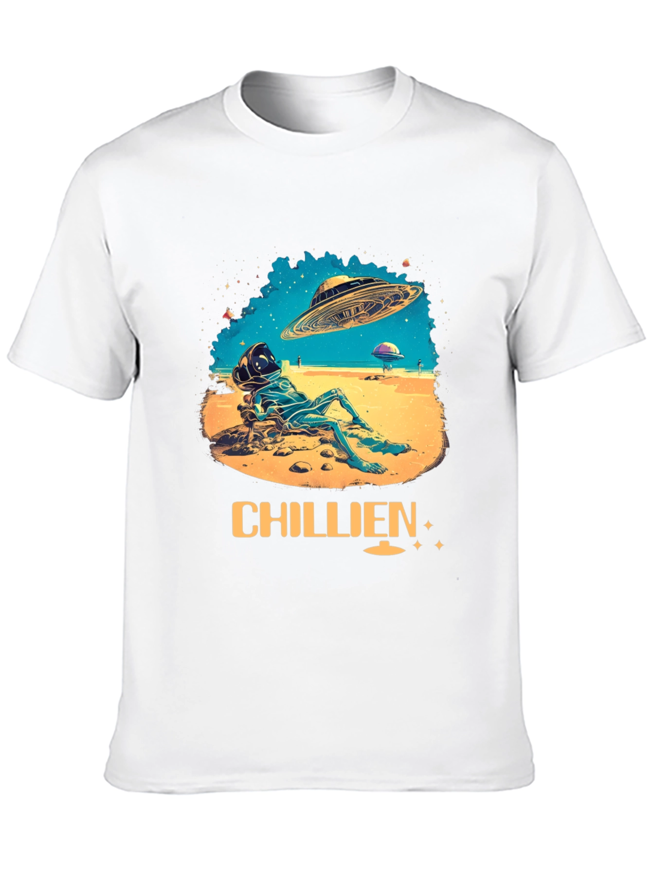 Black Chillien Alien T-Shirt - Relaxed UFO Design view 10