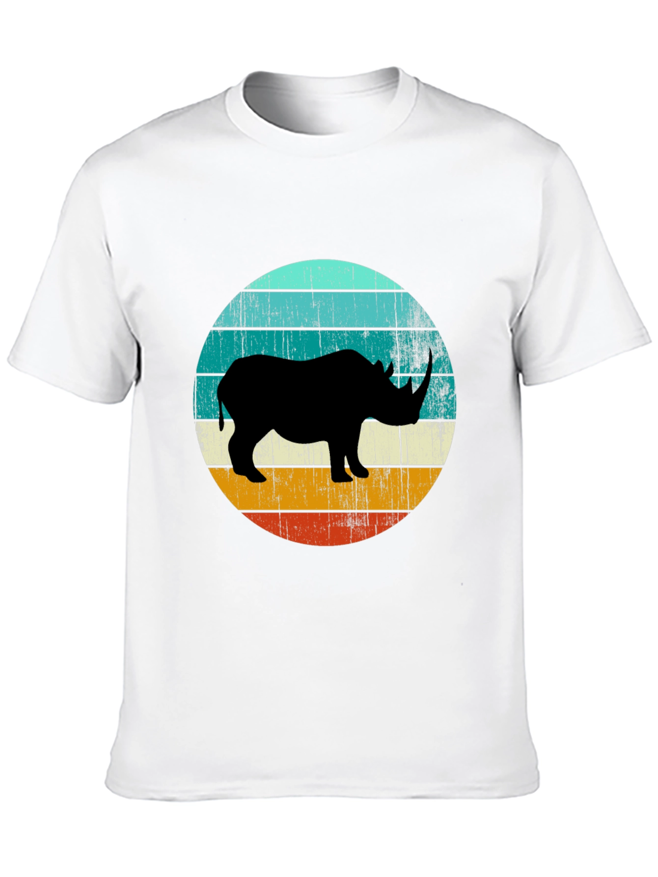 Black Retro Rhino Graphic Tee - Black Cotton T-Shirt view 10