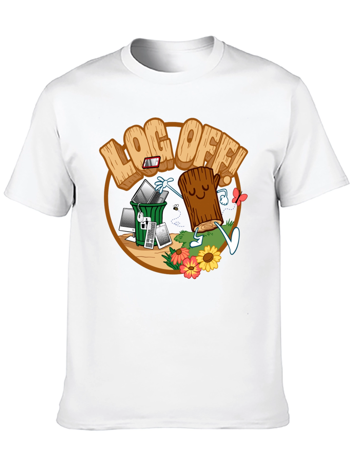 Black Log Off! Graphic Print Black T-Shirt view 10