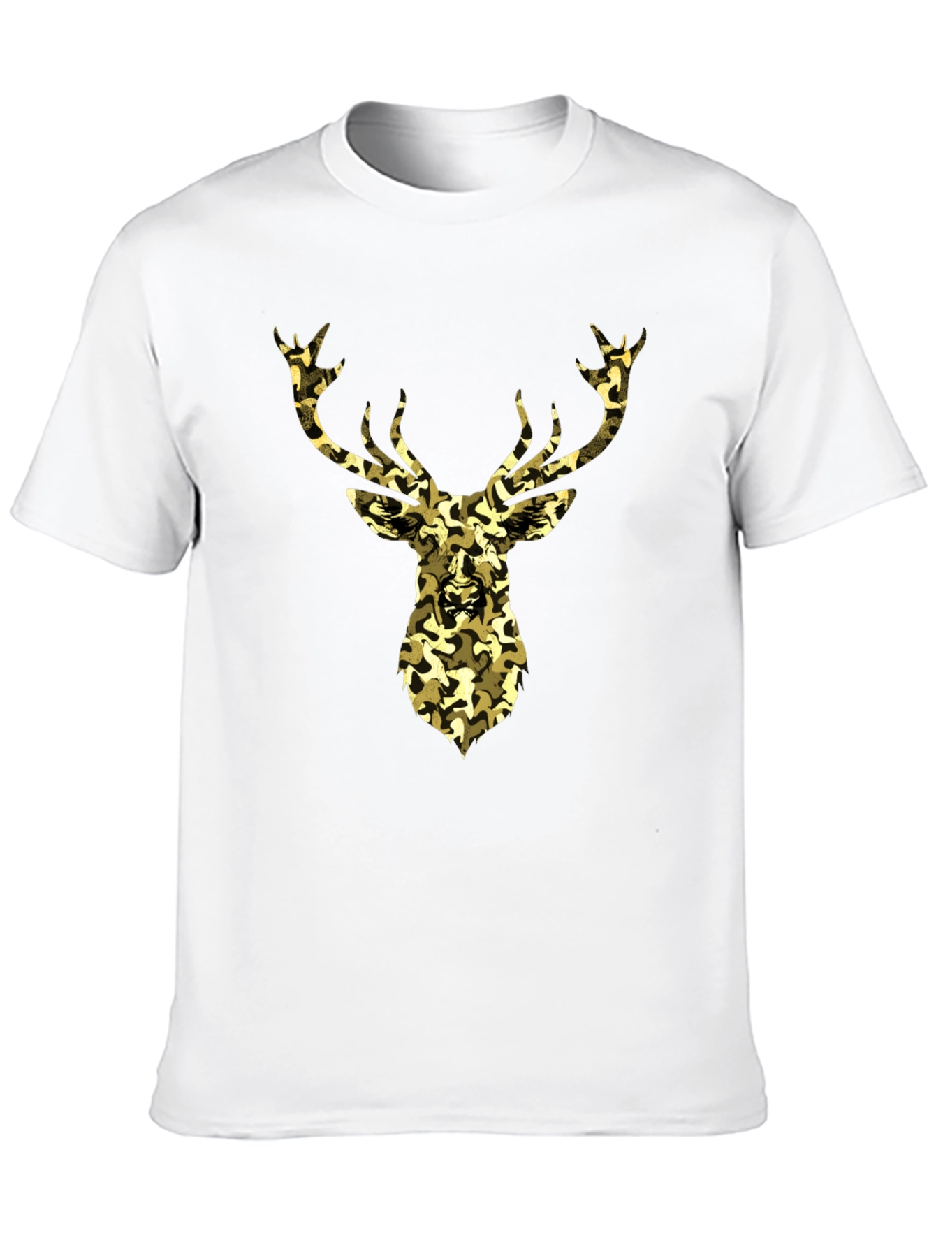 Black Camo Deer Graphic Tee - Black Cotton Casual Shirt view 10
