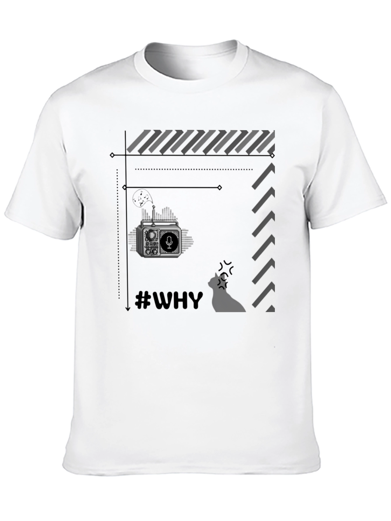 Black Retro Radio Black T-Shirt - Why? view 10