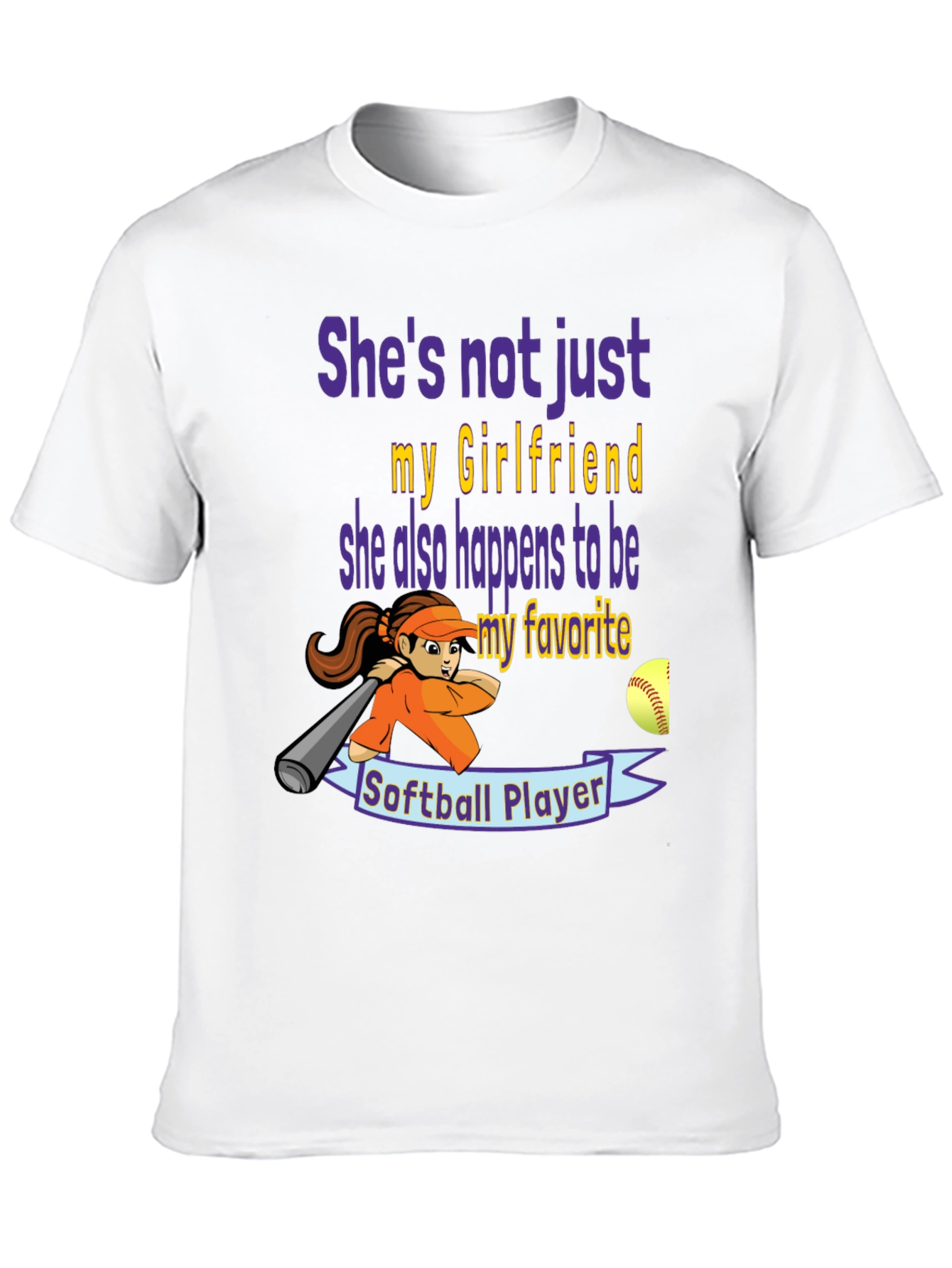 Black Softball Girlfriend Graphic T-Shirt view 10