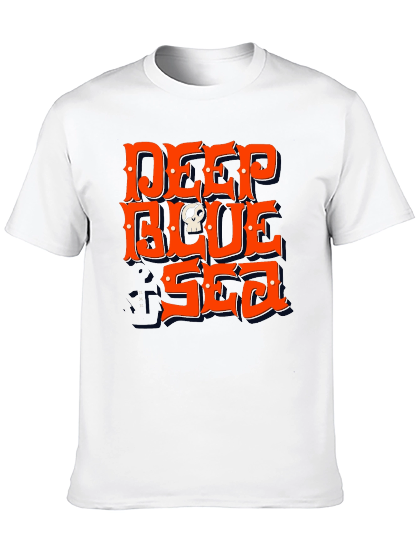 Black Deep Blue Sea Skull Graphic Tee - Men's Black T-Shirt view 10