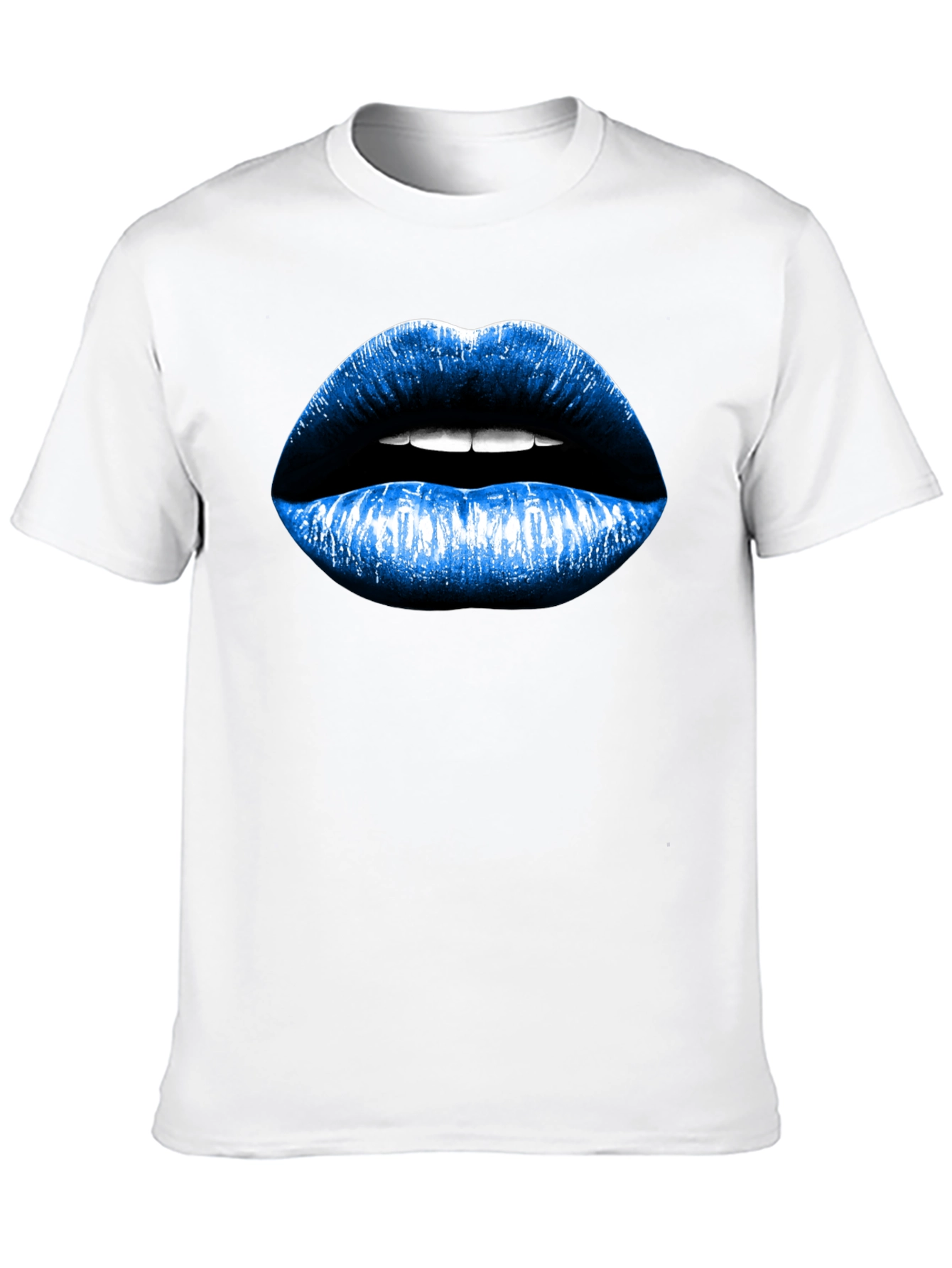 Black Blue Lips Graphic Black T-Shirt view 10