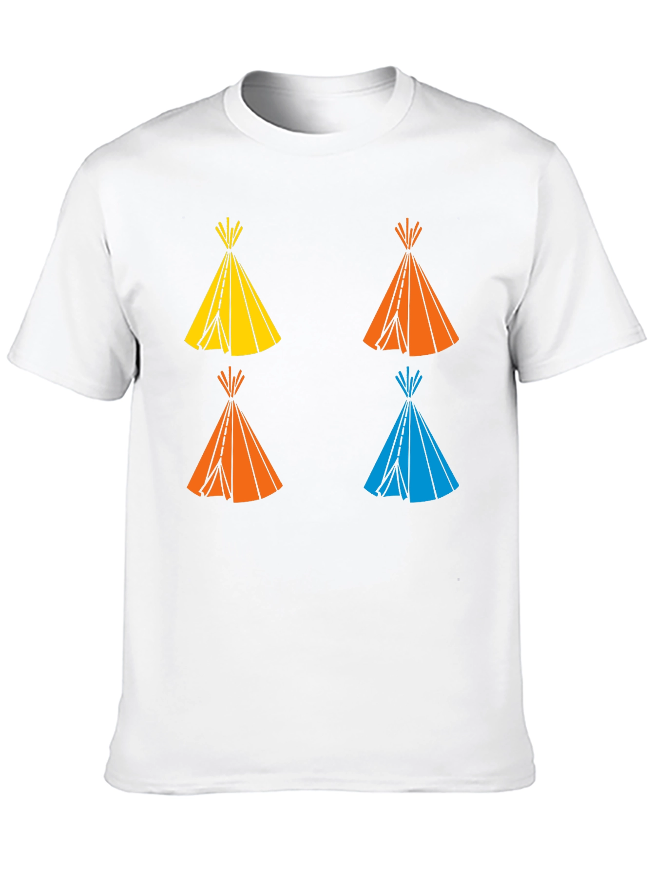 Black Graphic Tee: Colorful Teepee Design - Modern Fit view 10
