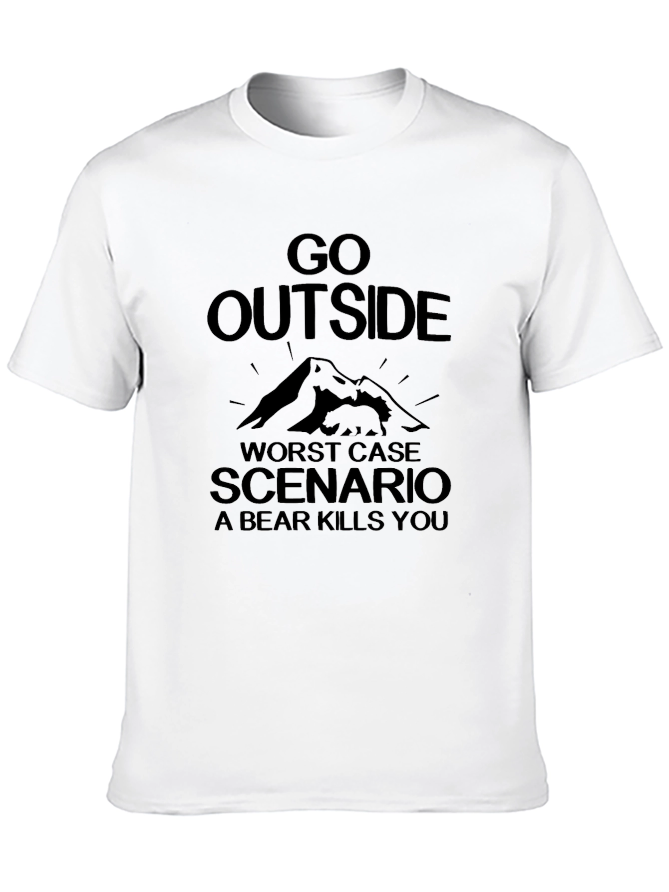 Black Funny Go Outside Bear Kills You Graphic Tee view 10