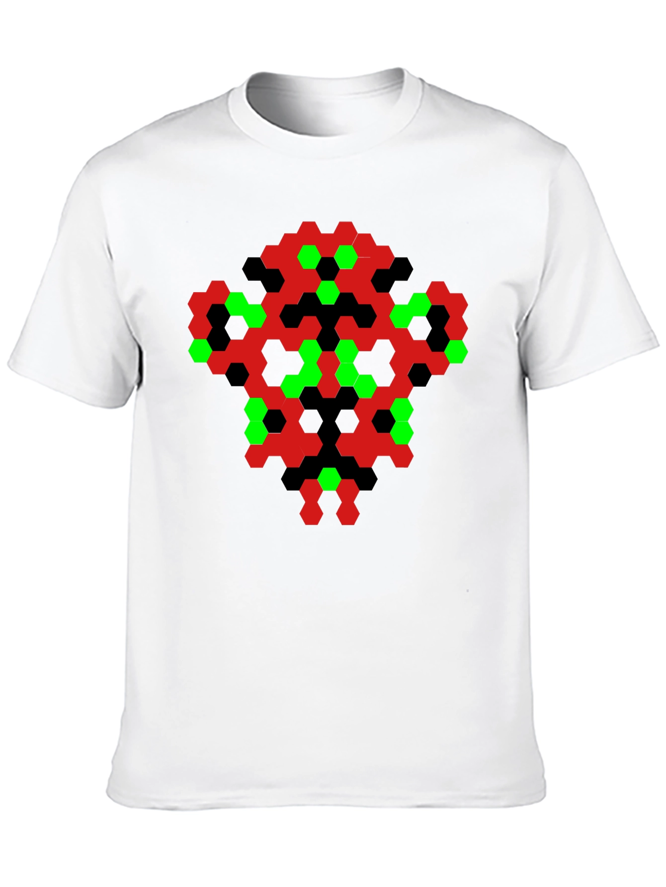 Black Abstract Hexagon Pattern Black T-Shirt view 10