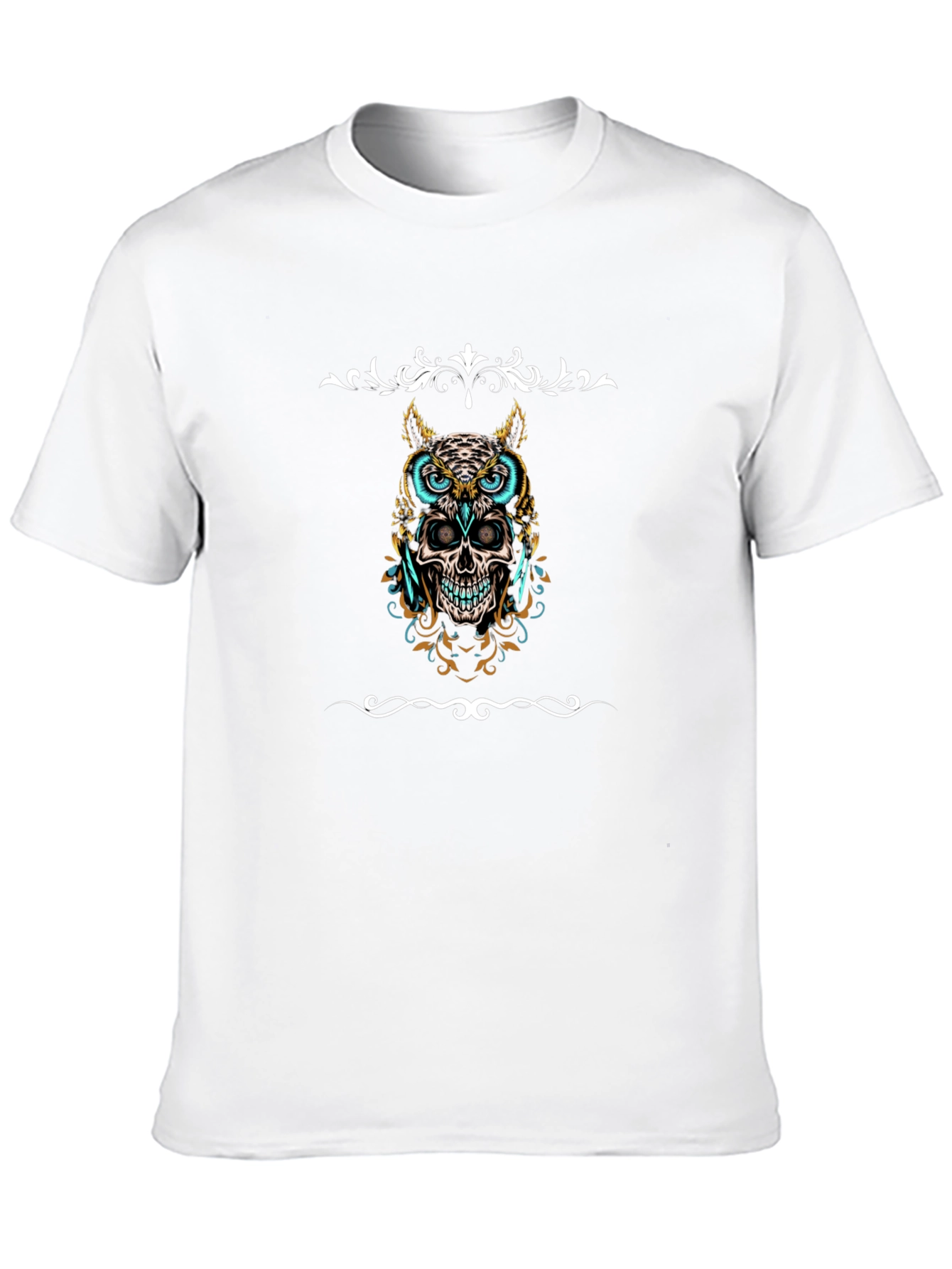 Black Skull Owl Graphic Tee - Men's Black T-Shirt view 10