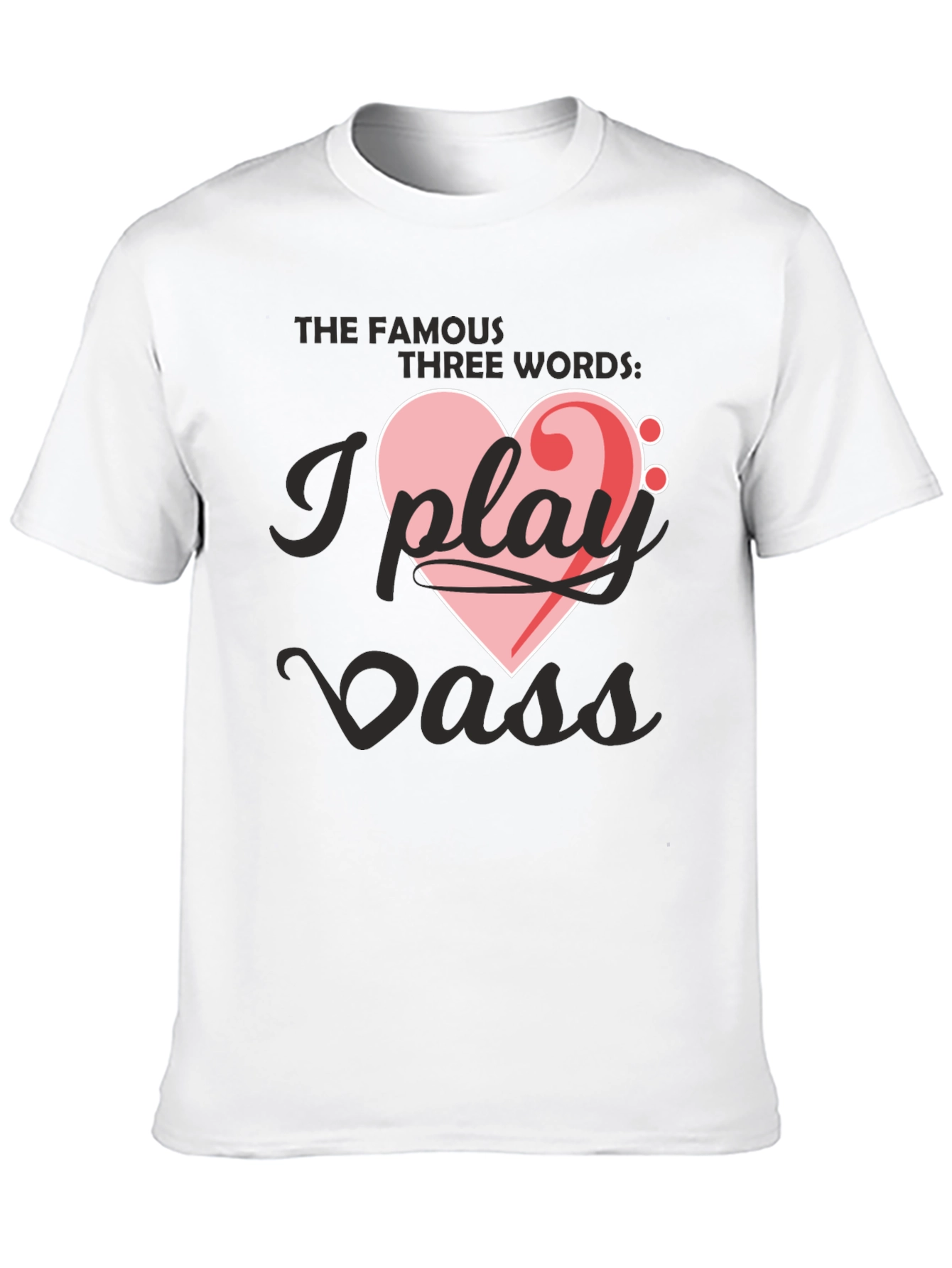 Black I Play Bass Heart T-Shirt - Musician Tee view 10