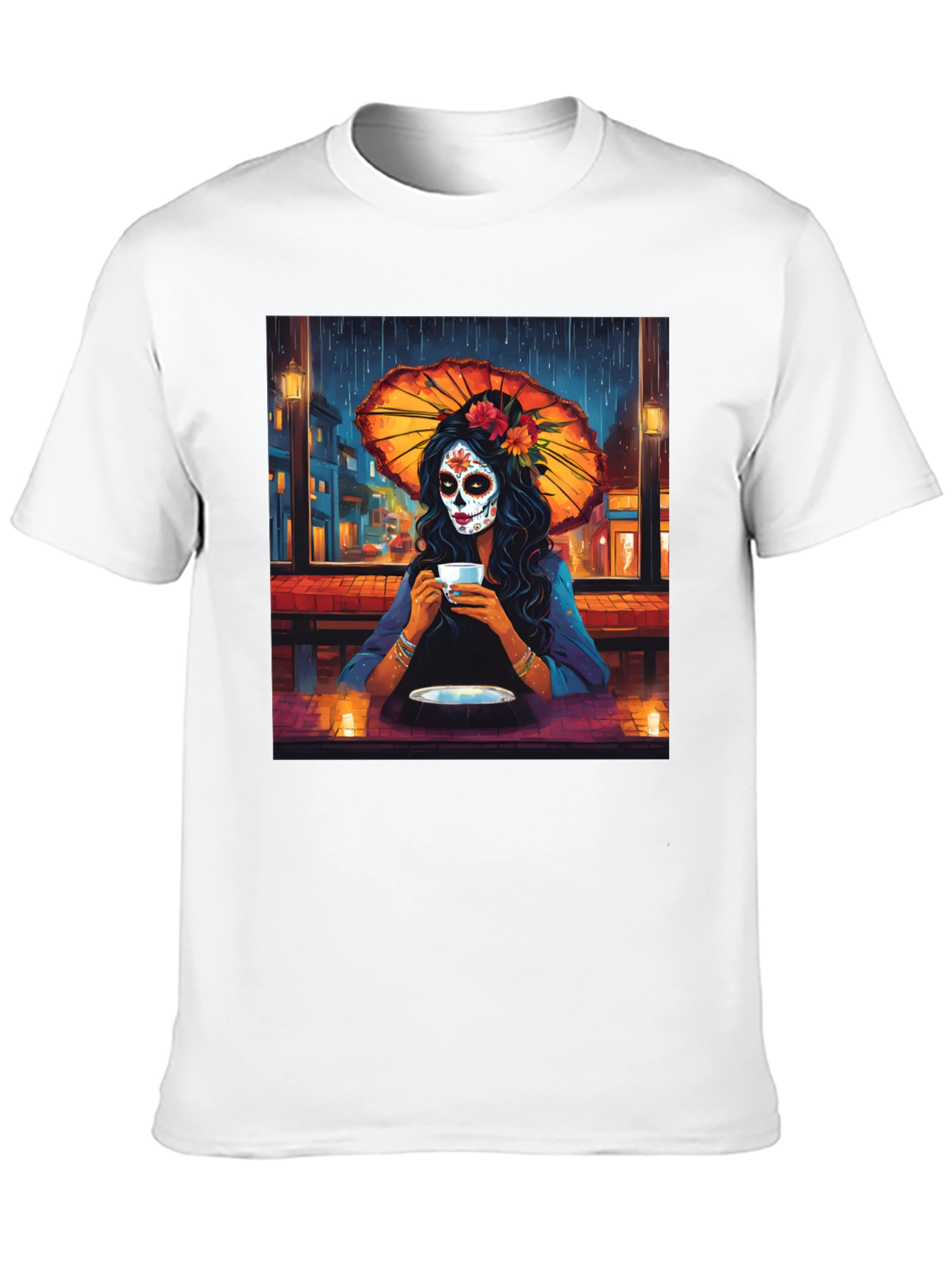 Black Sugar Skull Girl T-Shirt - Day of the Dead Art Tee view 10