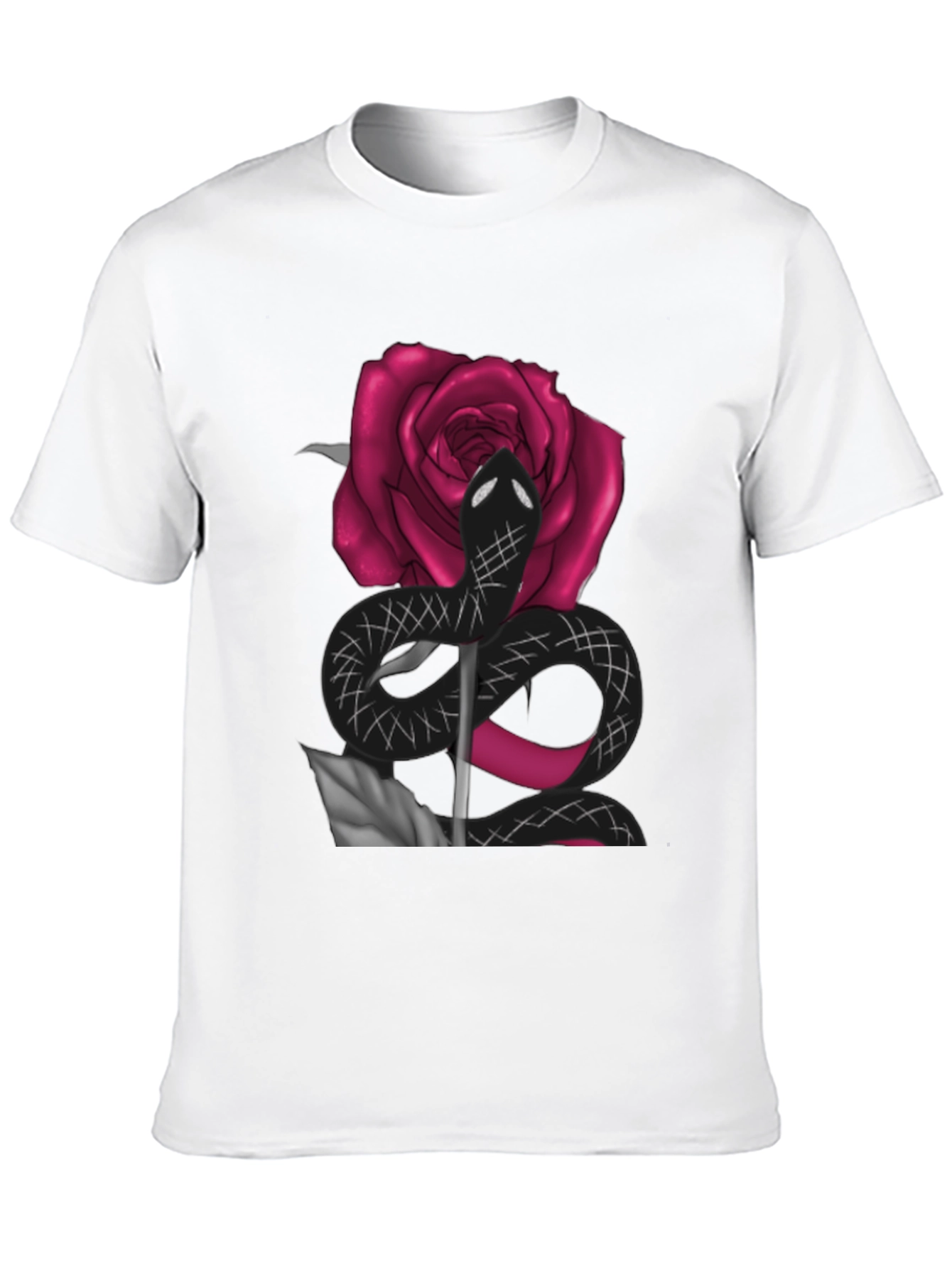 Black Snake & Rose Graphic Tee - Bold Statement T-Shirt view 10