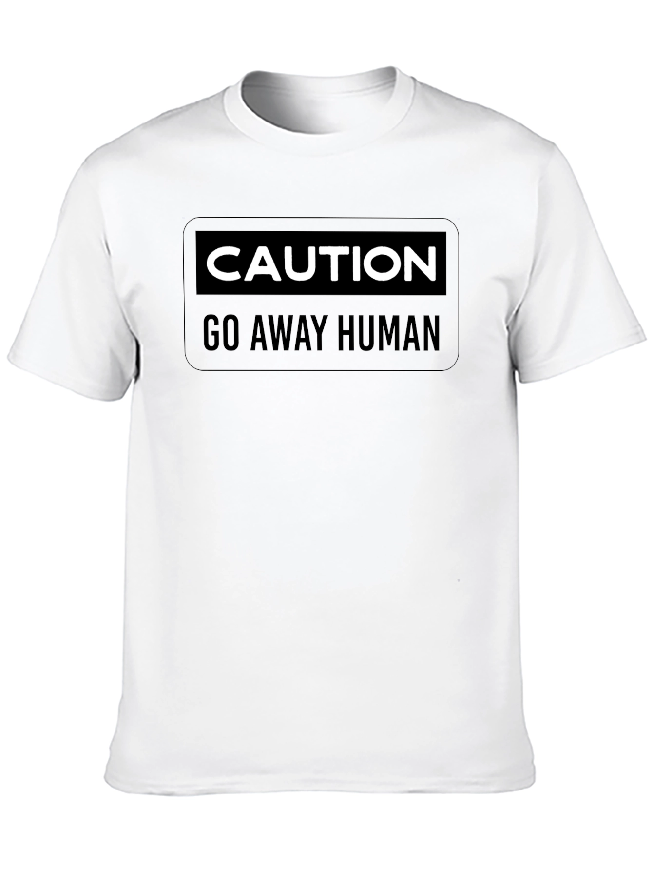 Black Caution Go Away Human T-Shirt - Black Funny Tee view 10