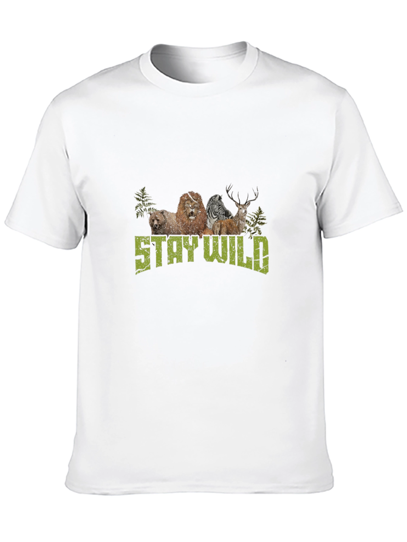 Black Stay Wild Graphic Print Crew Neck T-Shirt view 10