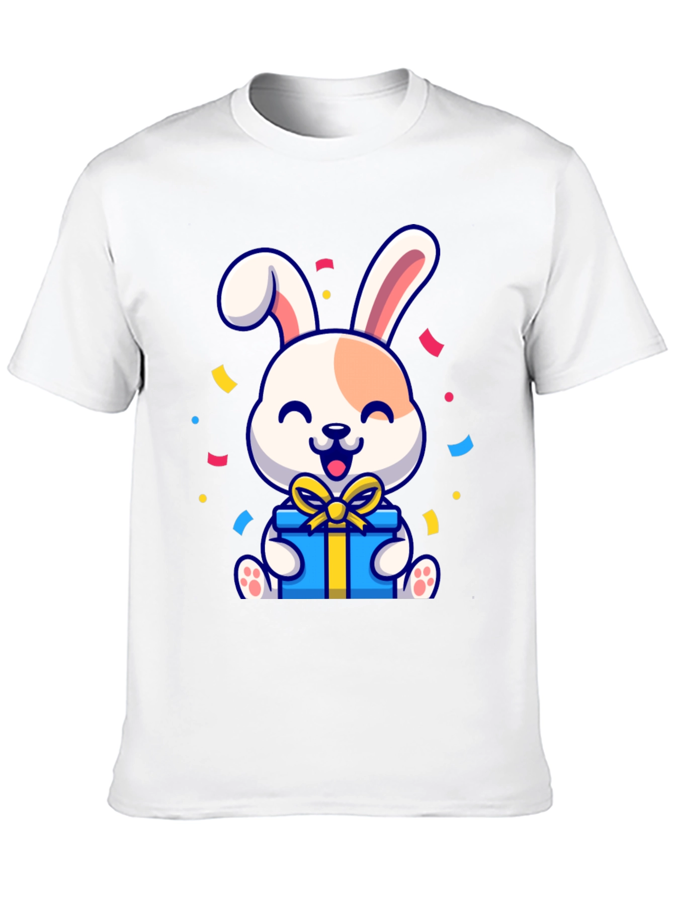 Black Cute Bunny Holding Gift T-Shirt view 10