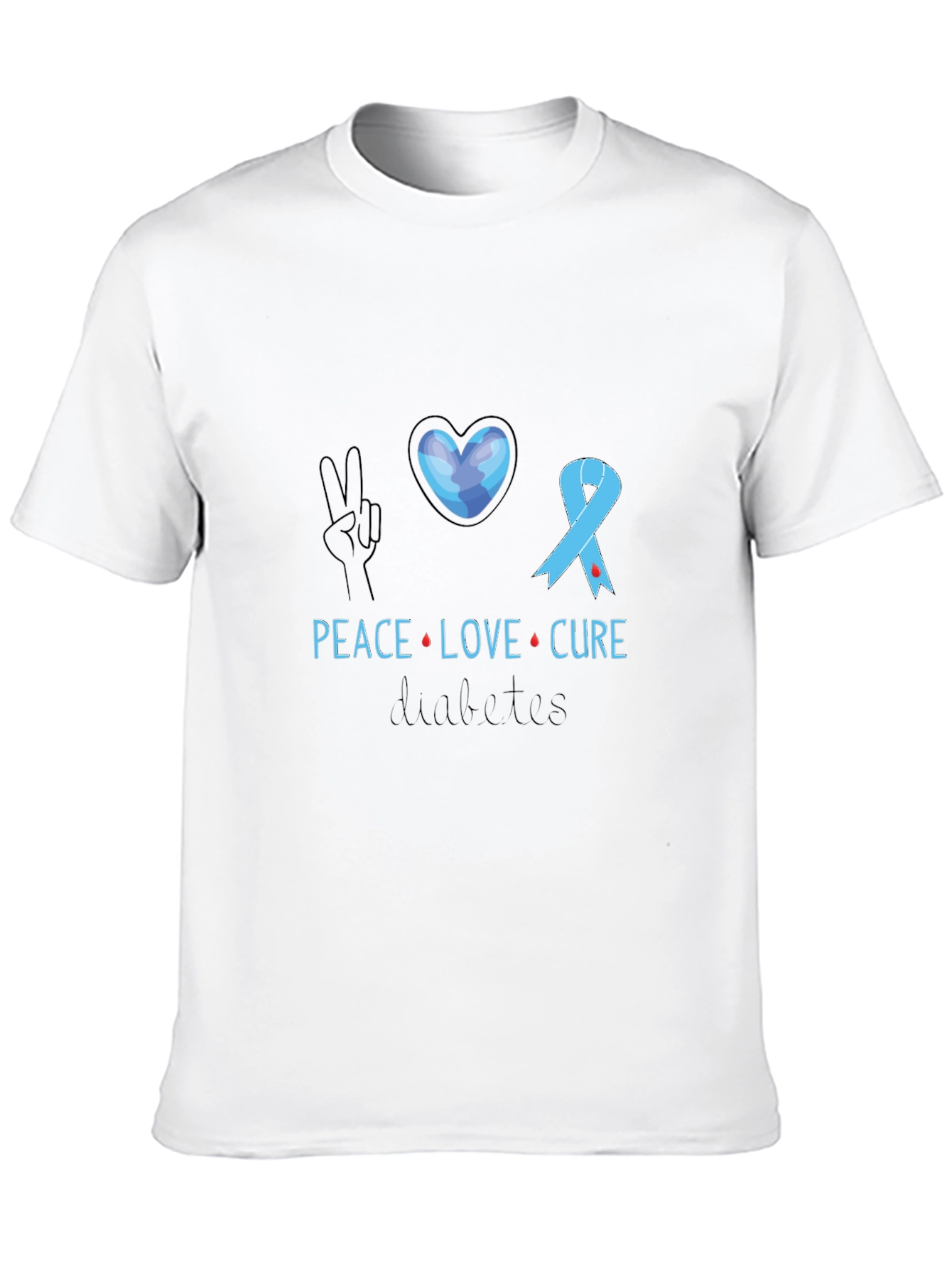 Peace Love Cure Diabetes Awareness T-Shirt - 10