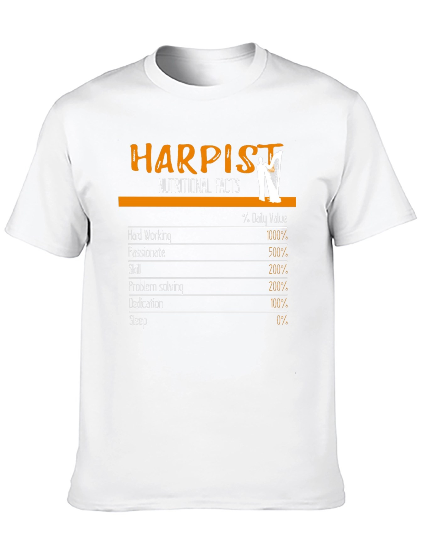 Black Harpist Nutritional Facts Graphic Tee view 10