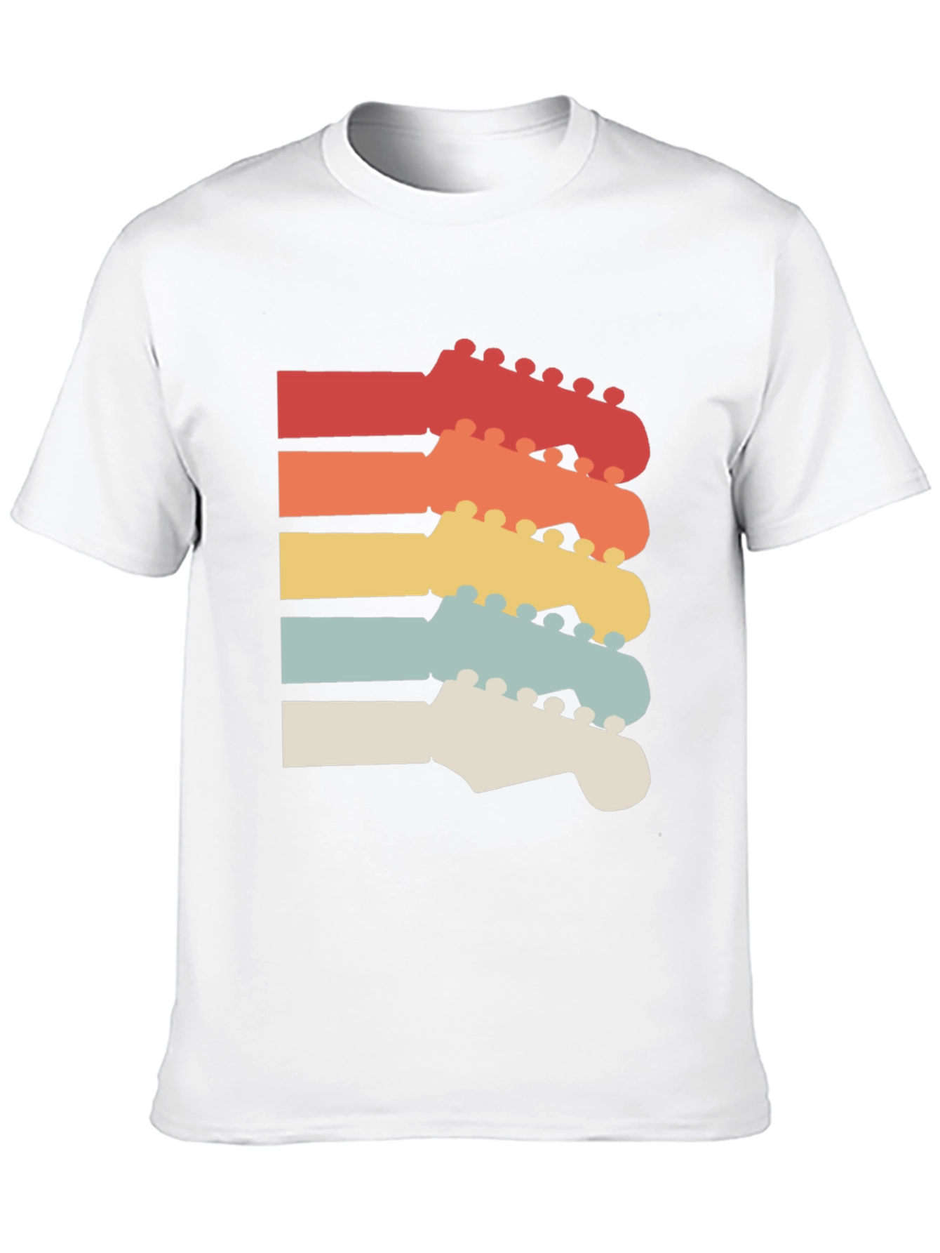 Black Retro Guitar Headstock T-Shirt view 10