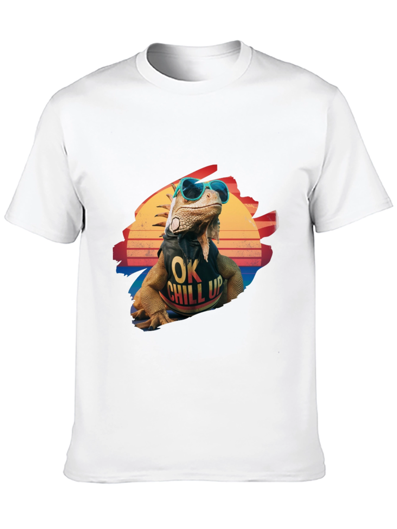Black Cool Iguana Graphic T-Shirt - "OK Chill Up" view 10