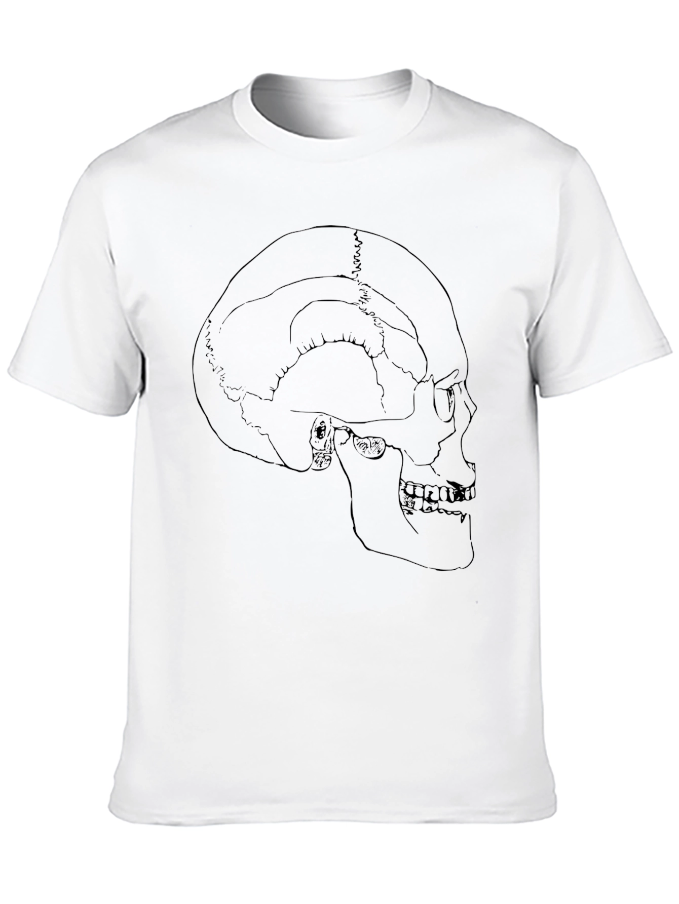 Black Skull Anatomy Outline Graphic Print Black T-Shirt view 10