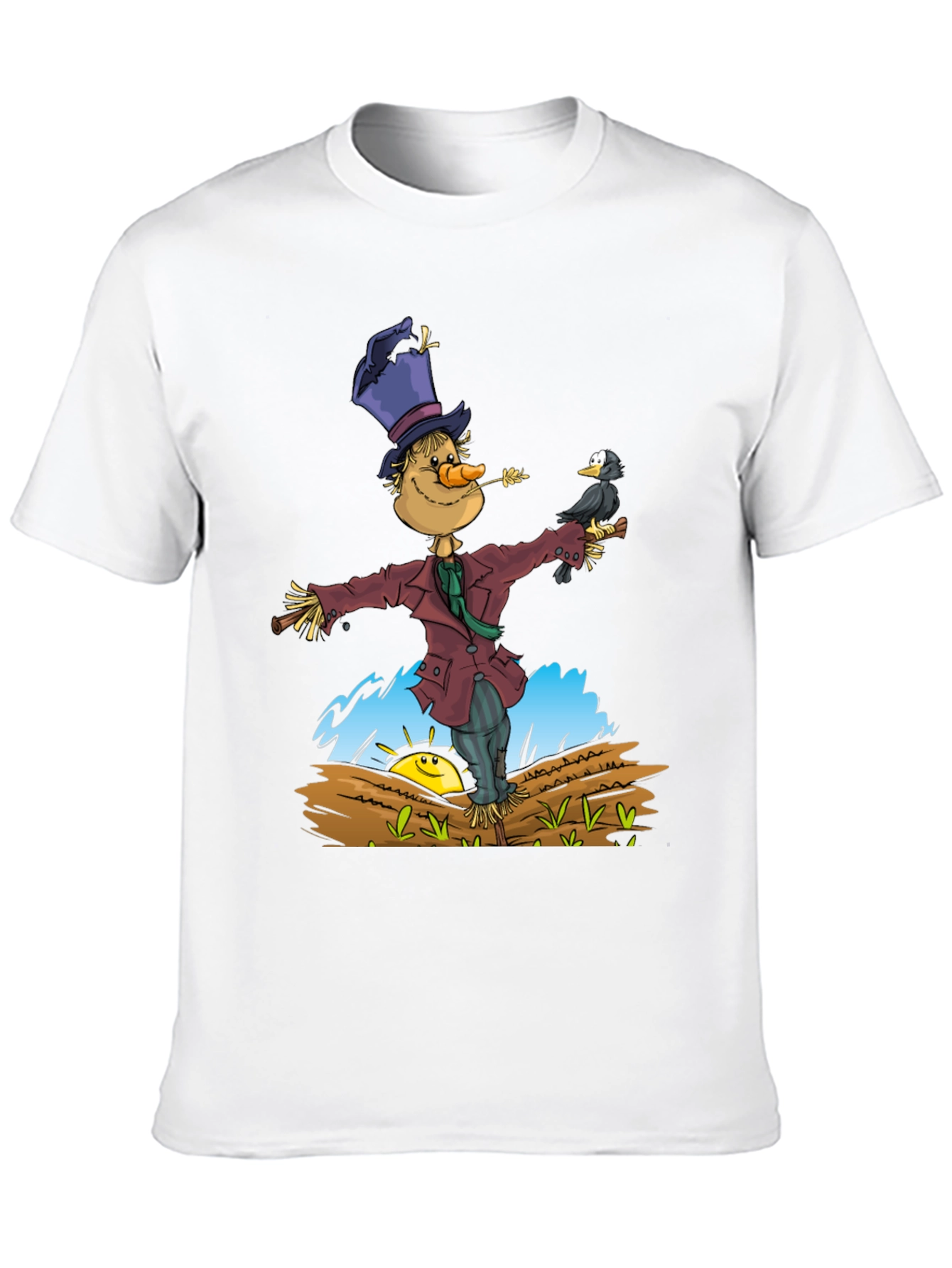 Black Scarecrow & Crow Graphic Tee - Black Cotton T-Shirt view 10