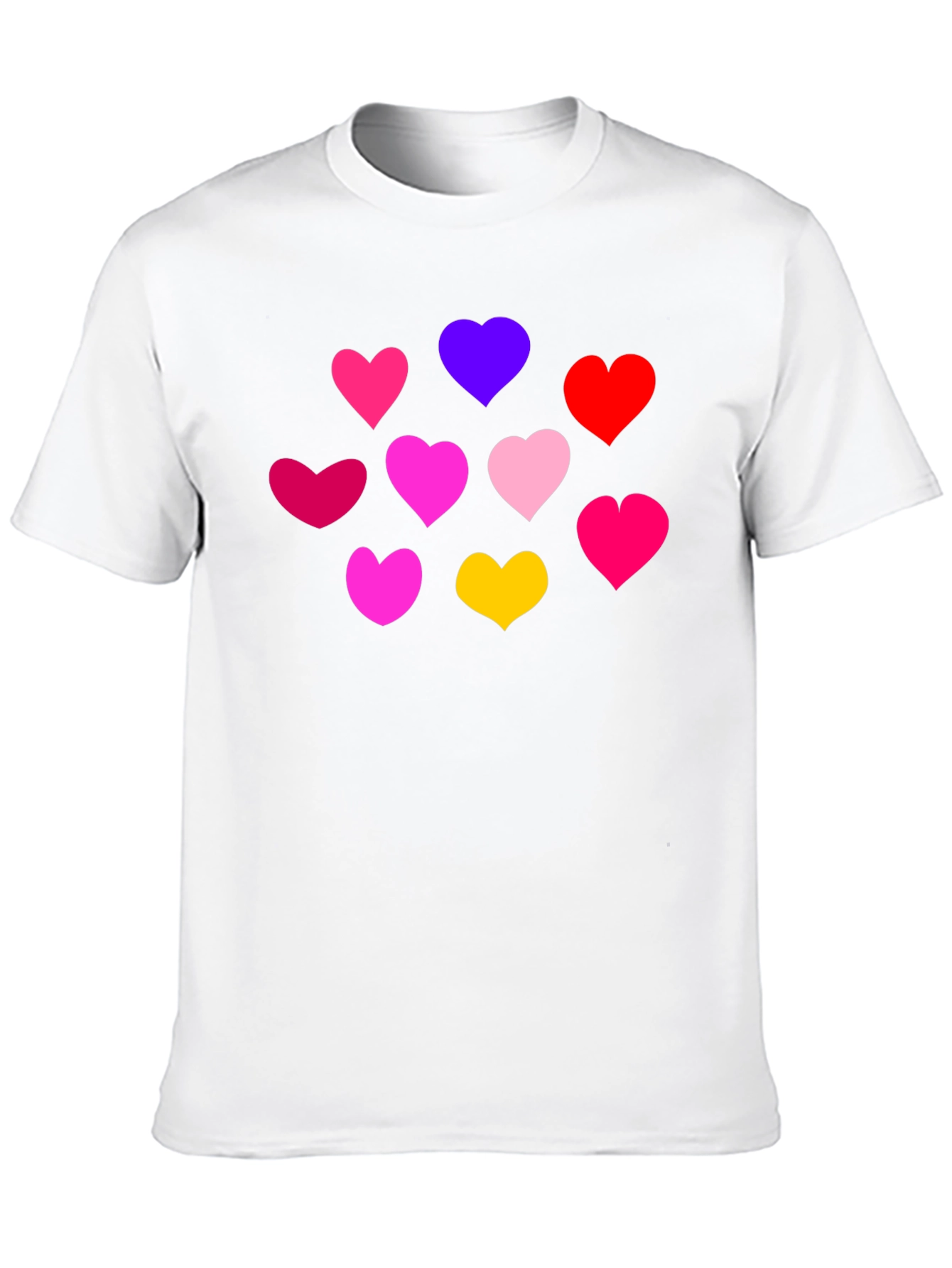 Black Heartful Tee: Colorful Hearts on Black Shirt view 10
