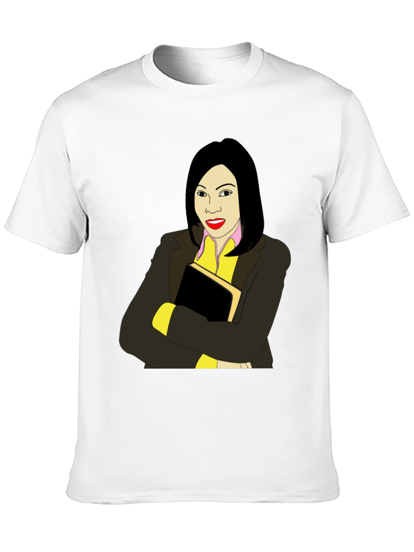Illustrated Woman on Black T-Shirt - 10