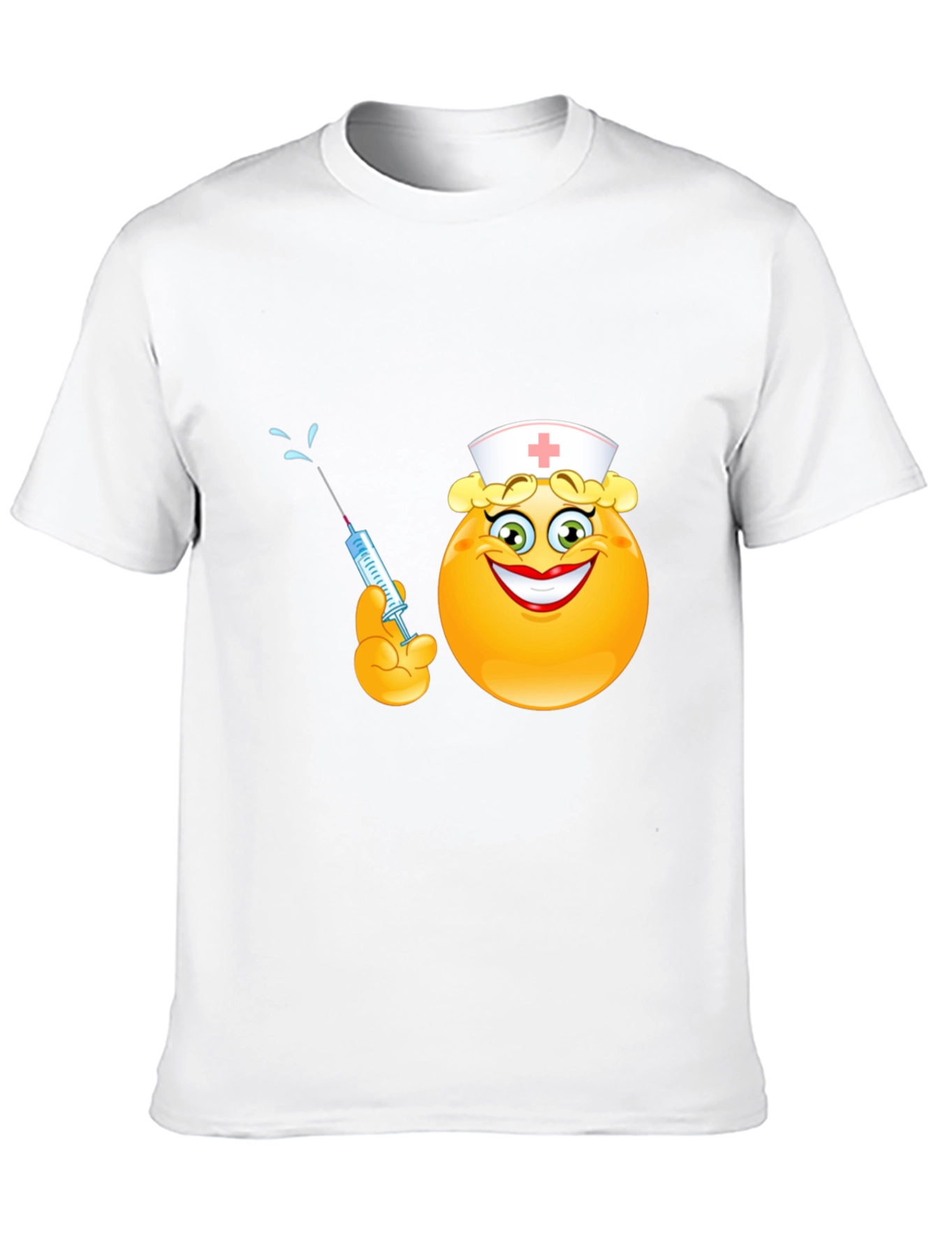Black Funny Nurse Emoji T-Shirt - Black Cotton Tee view 10