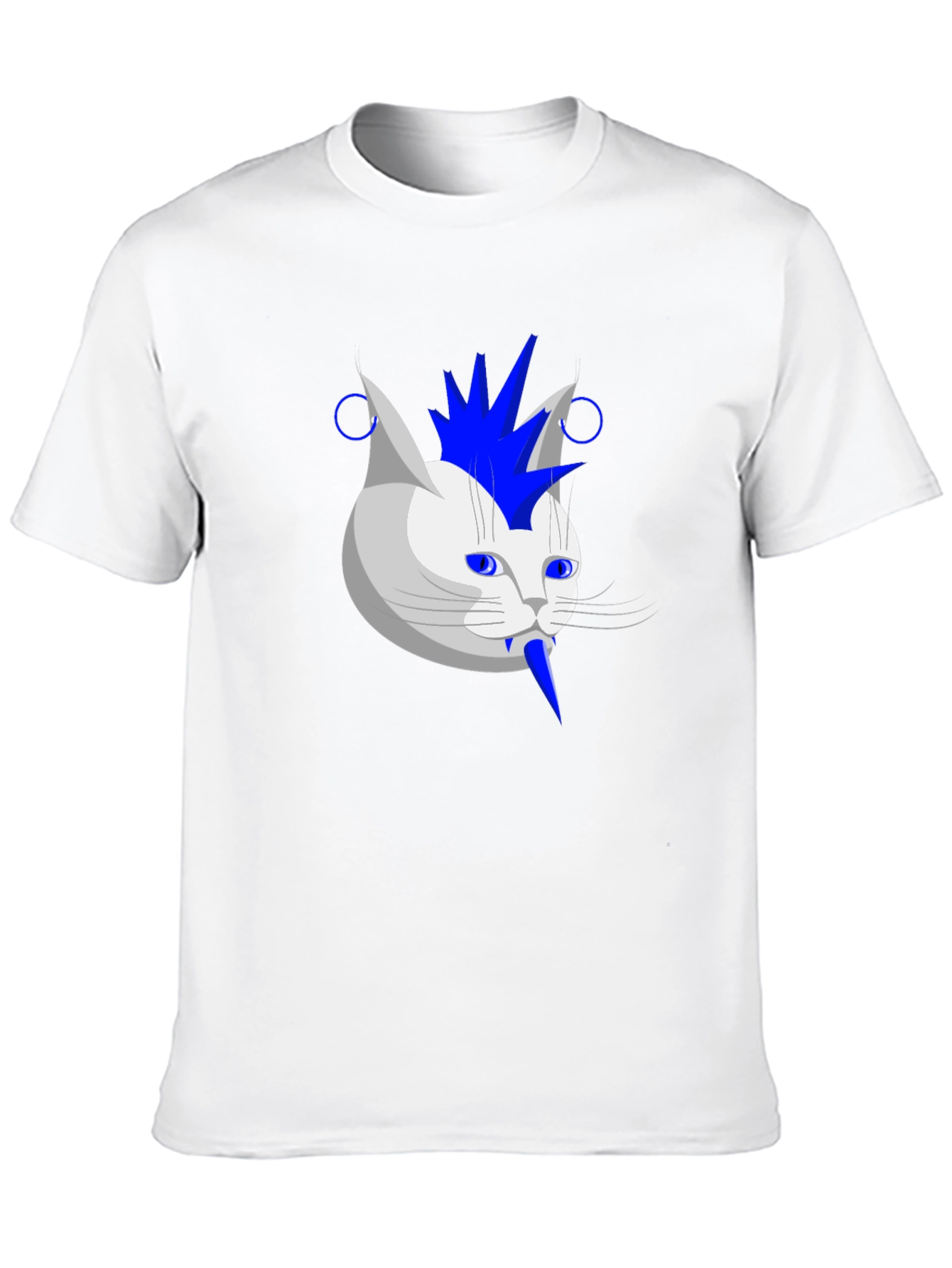 Black Punk Rock Cat Graphic Tee - Black Cotton T-Shirt view 10