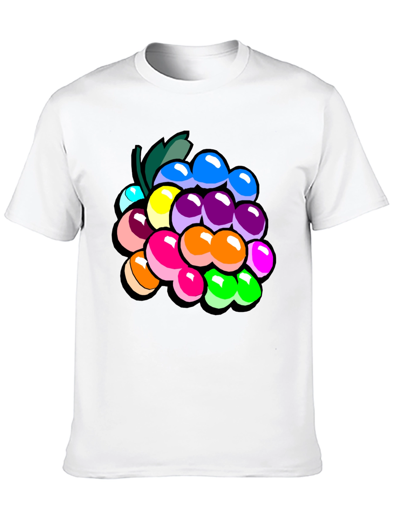 Black Colorful Grapes Graphic T-Shirt - Novelty Fruit Tee view 10
