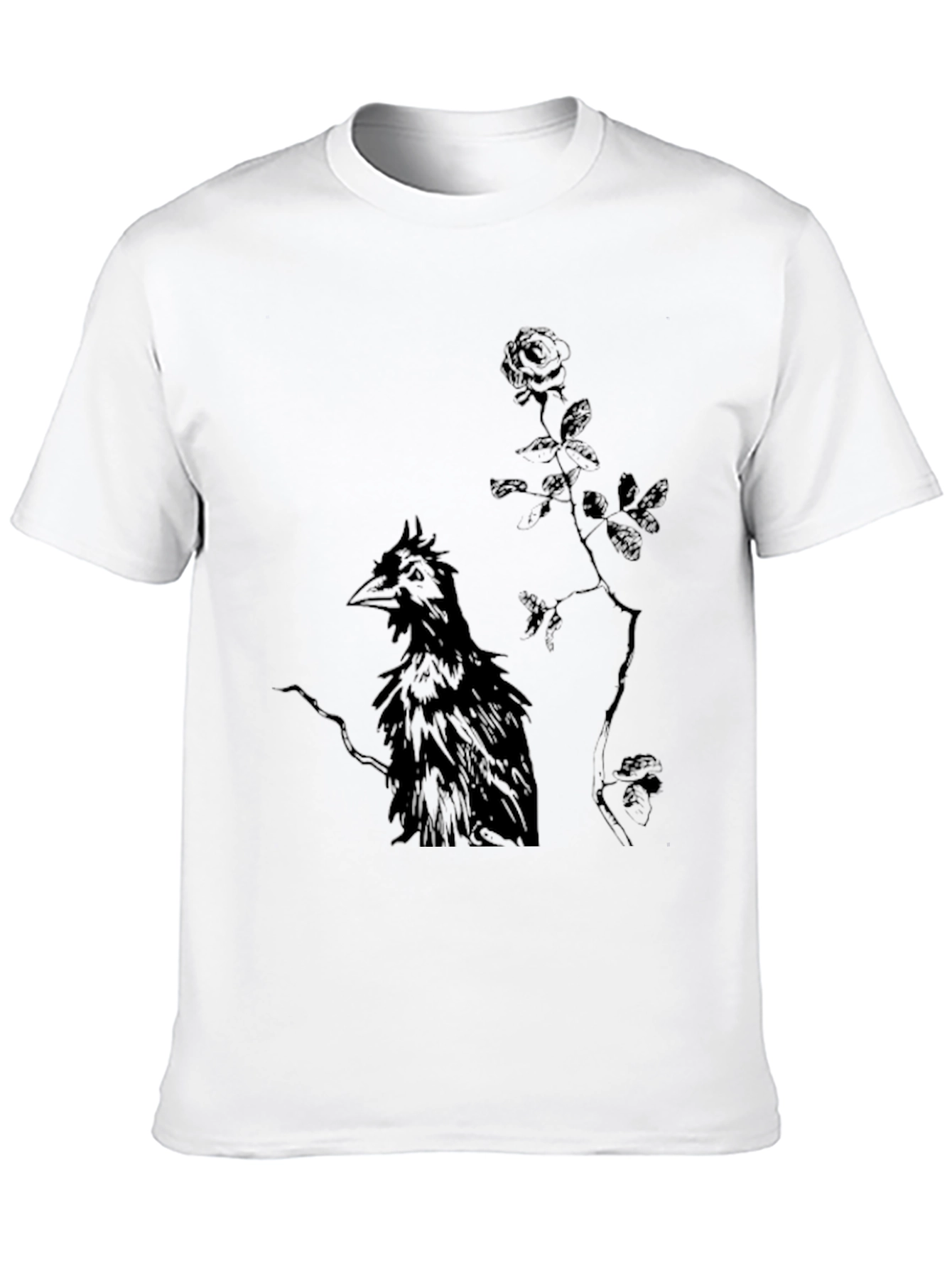 Black Raven and Rose Graphic Black T-Shirt view 10