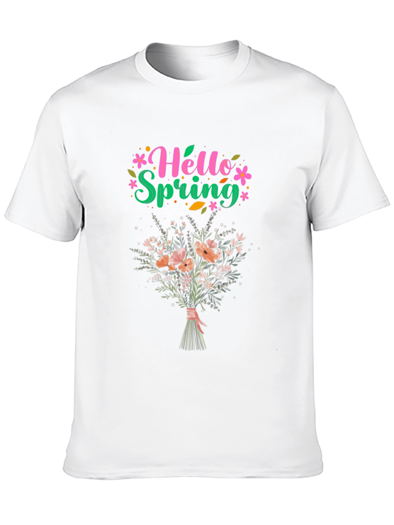 Black Hello Spring Floral Bouquet Graphic T-Shirt view 10
