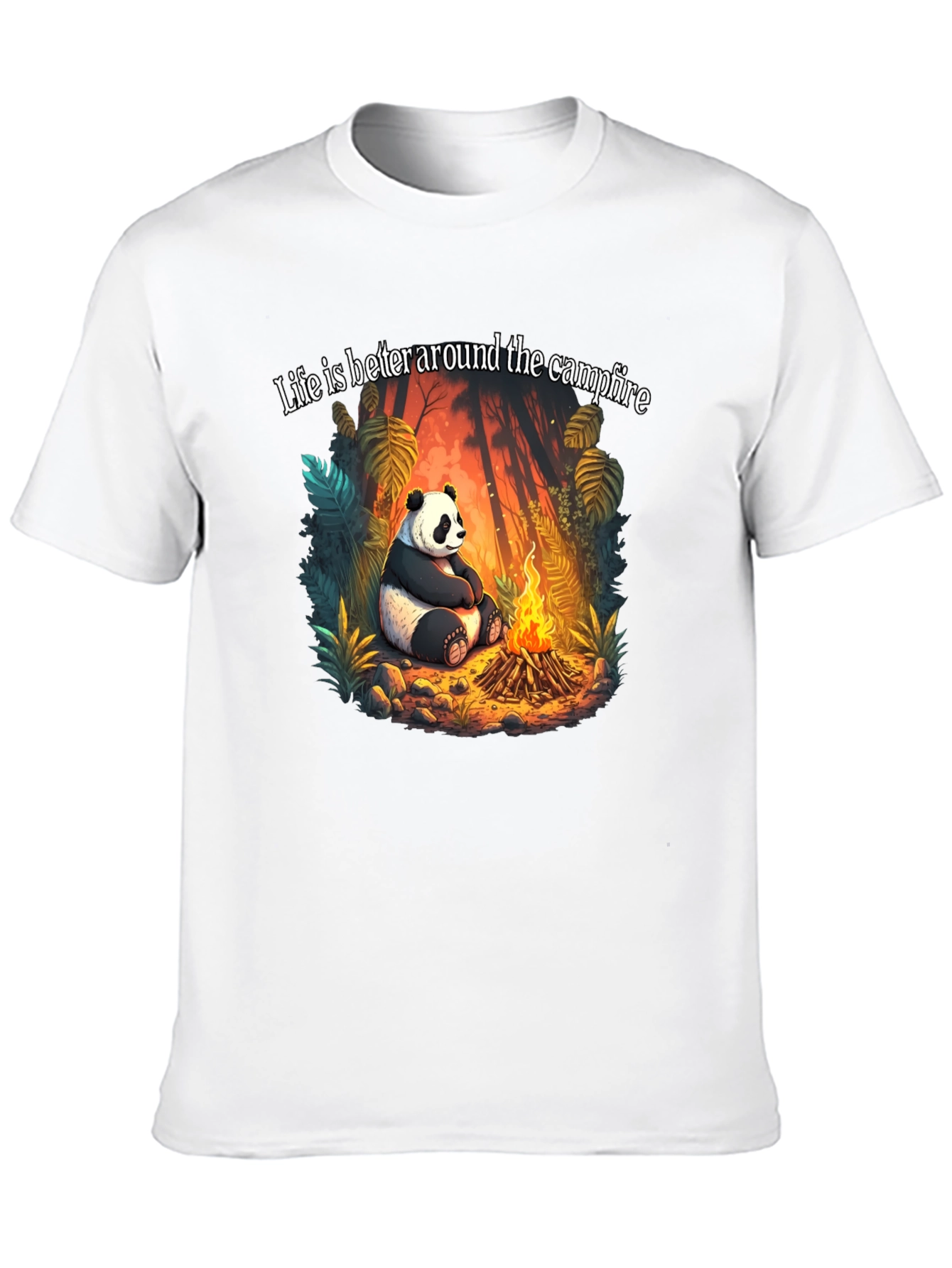 Black Panda Campfire Graphic Tee - Cozy Camping Style view 10
