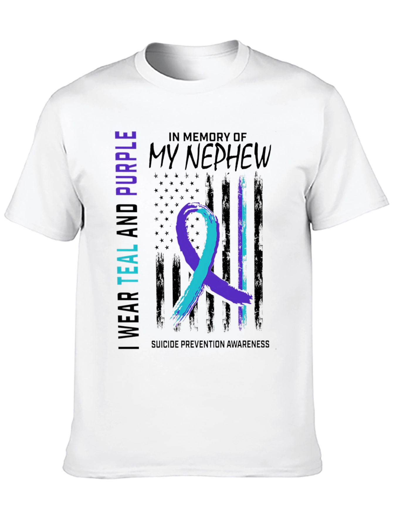 Black Teal and Purple Suicide Awareness T-Shirt view 10