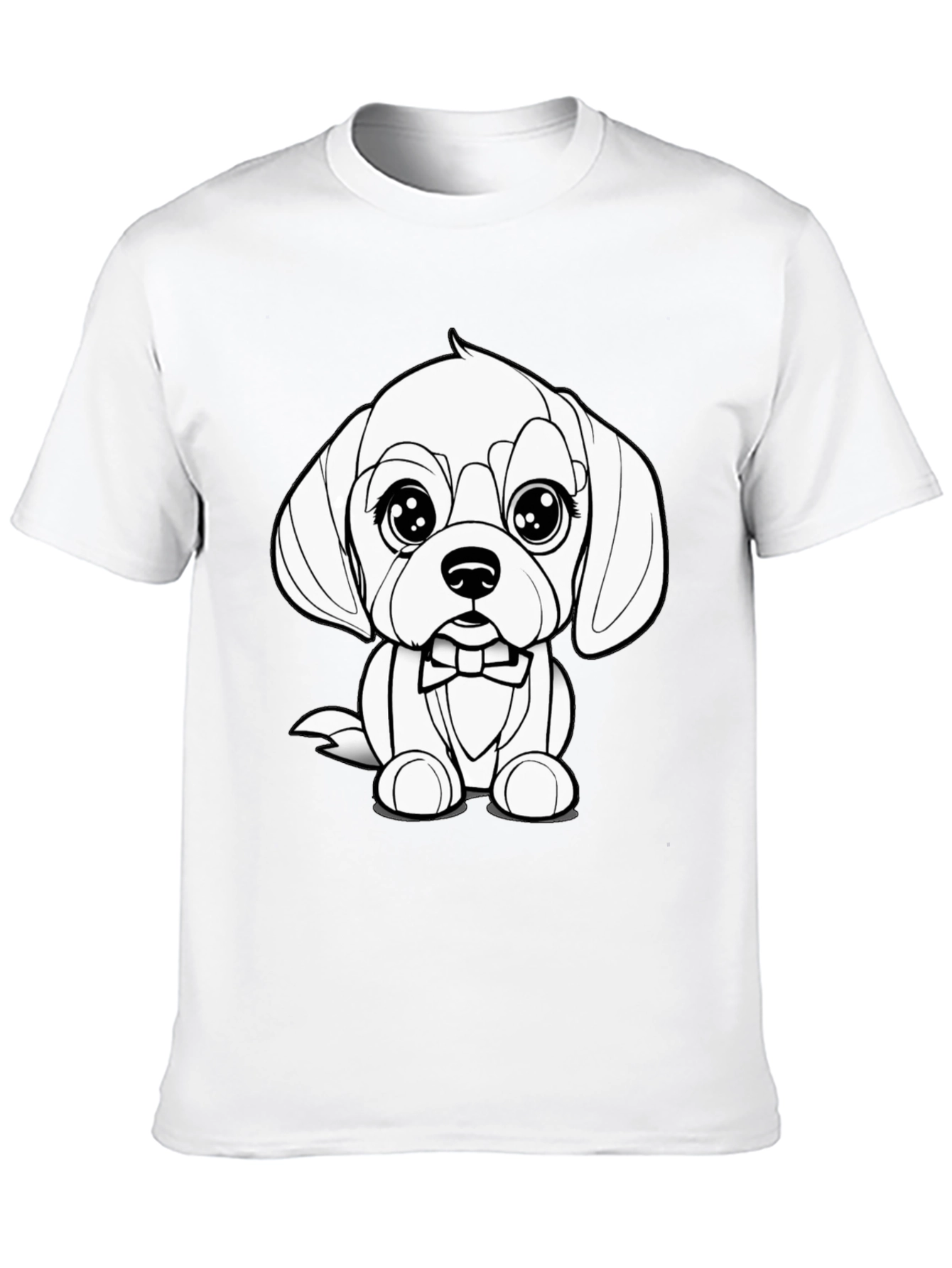 Black Cute Puppy Bowtie Black T-Shirt view 10