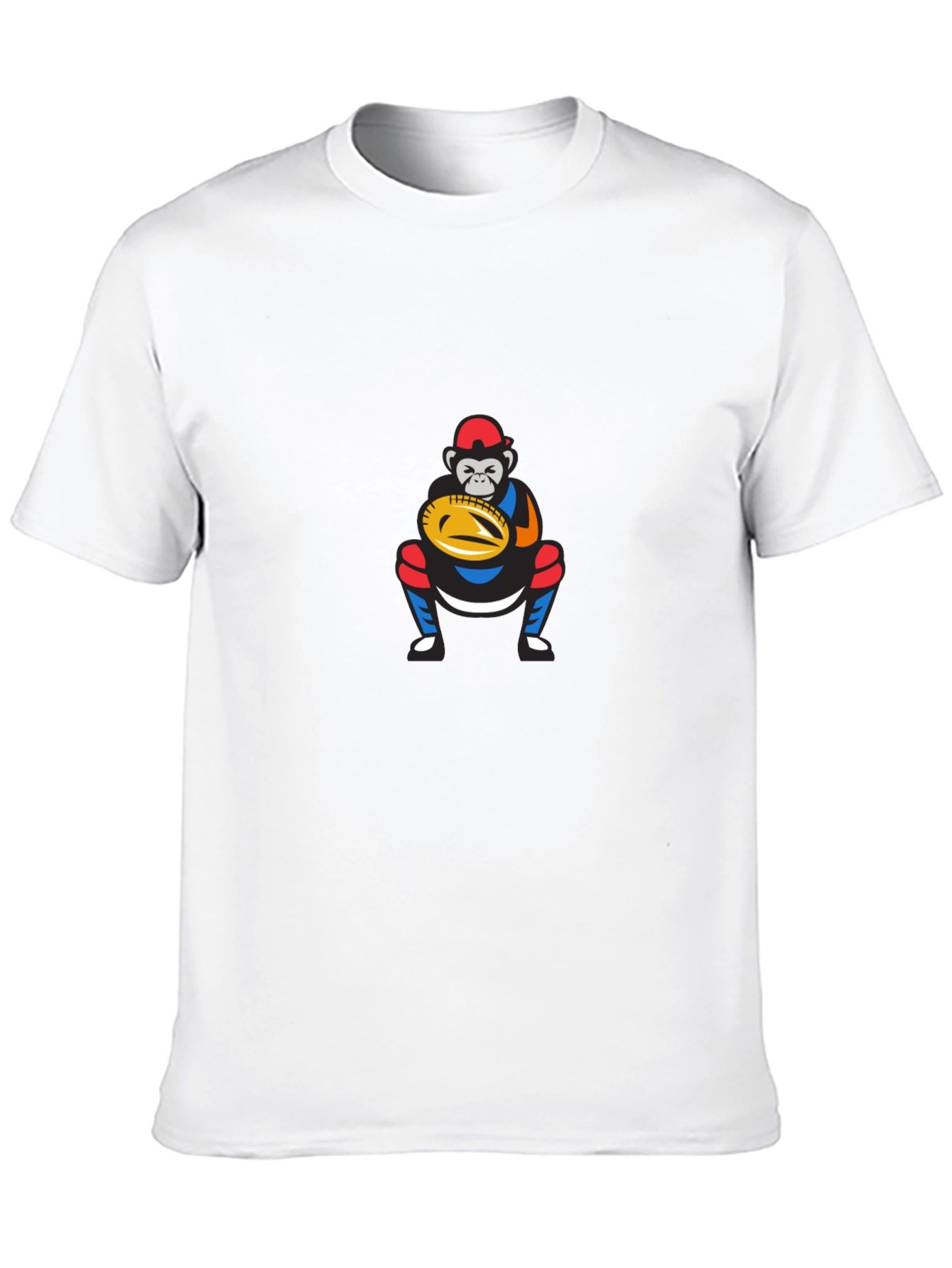 Black Funny Monkey Baseball Catcher Graphic T-Shirt view 10