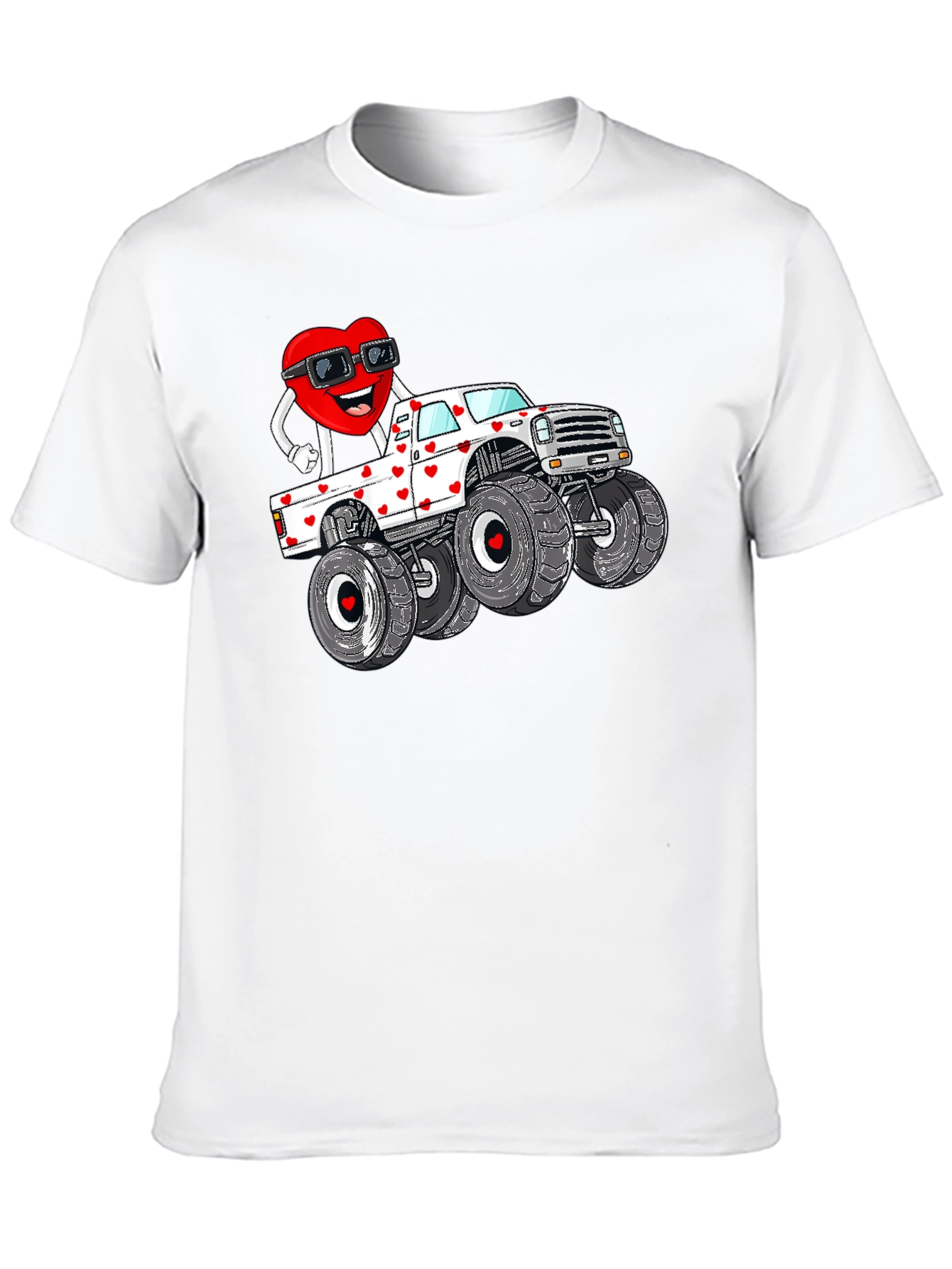 Black Monster Truck Valentine's Day Graphic Tee view 10