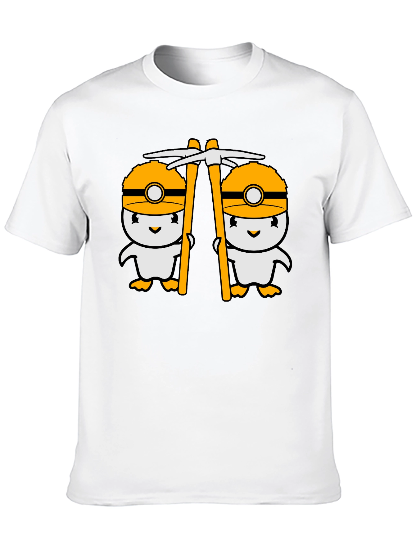 Black Cute Miner Duck T-Shirt - Black Cotton Tee view 10