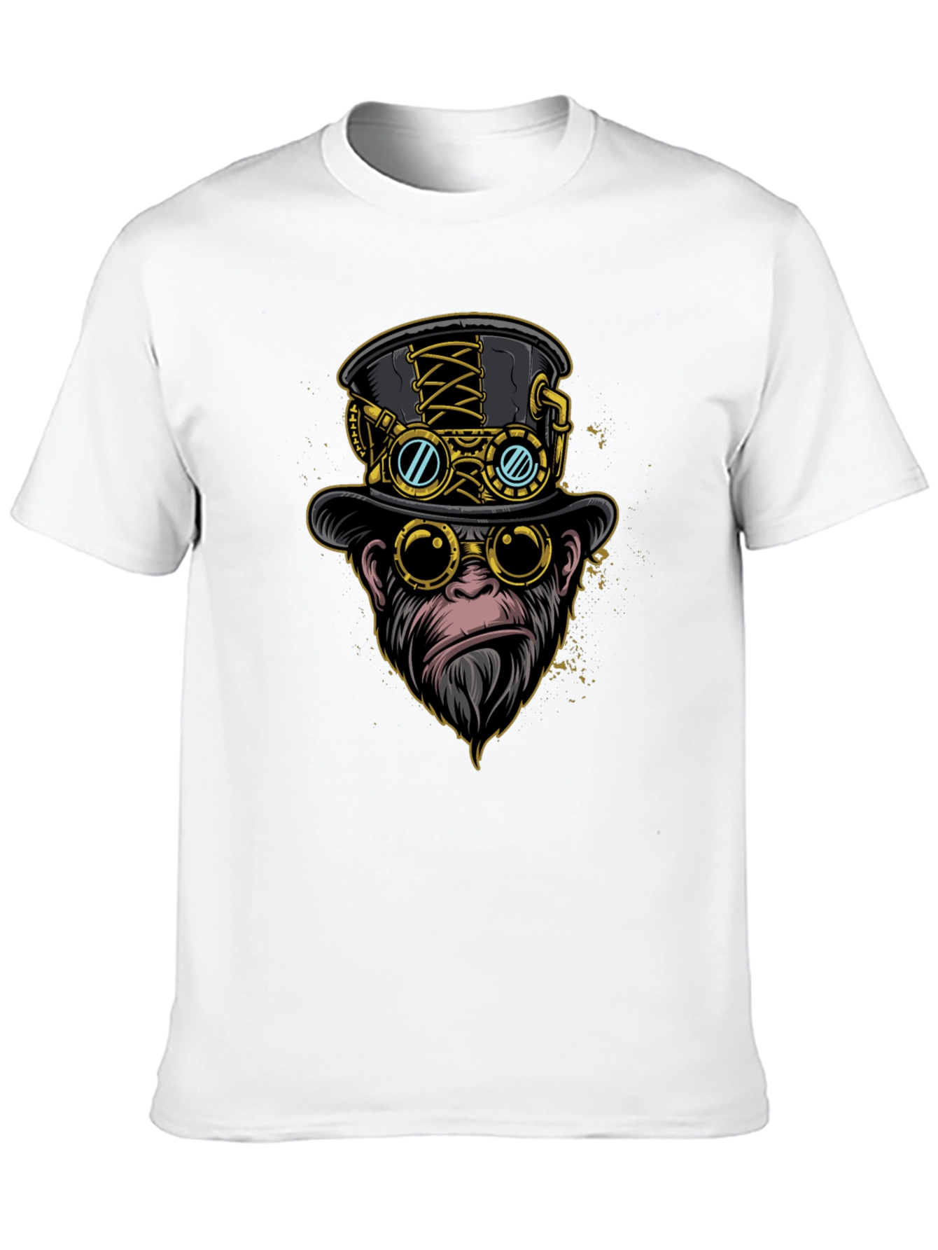 Black Steampunk Monkey Graphic Tee view 10